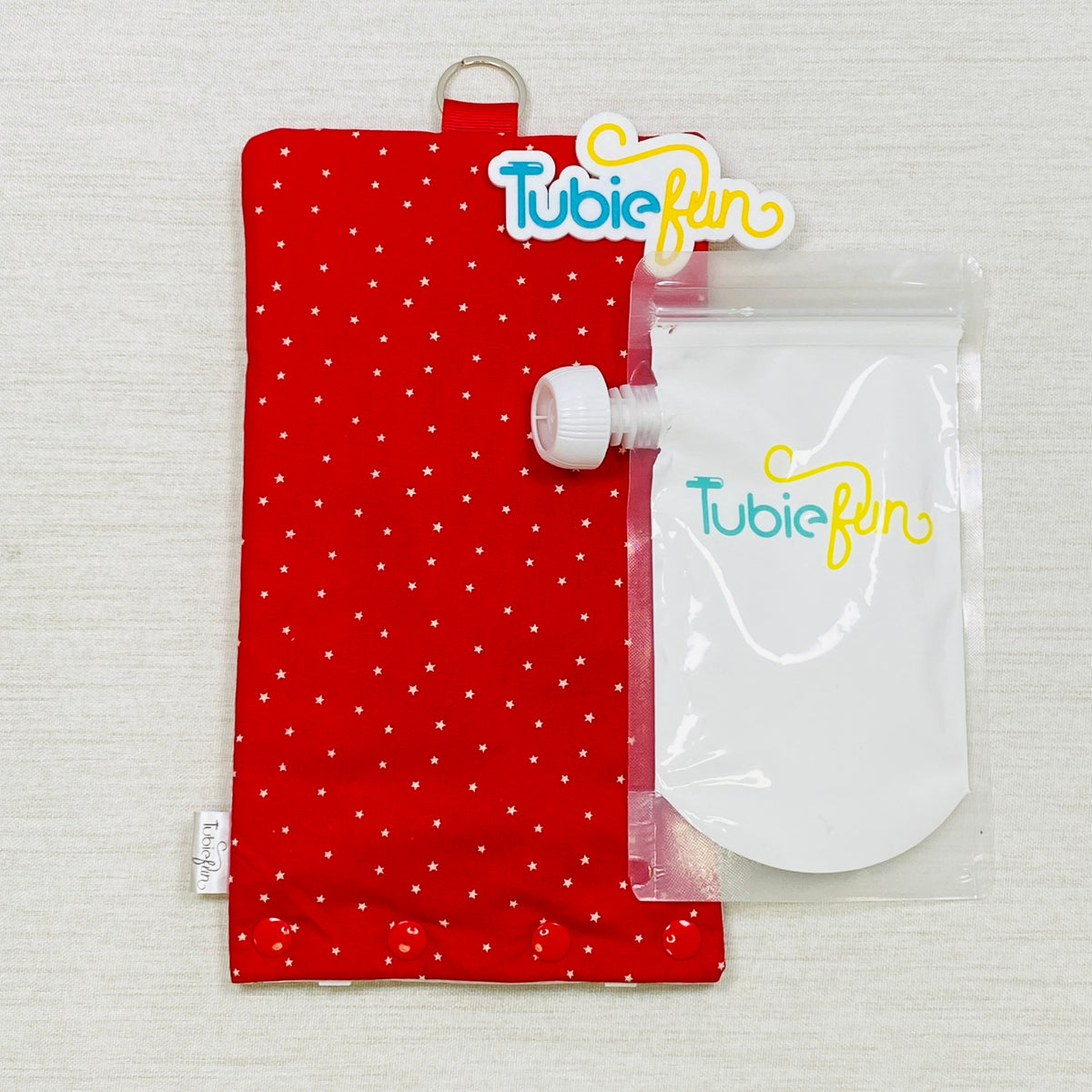 Insulated Milk Bag Suitable for Reusable Pouches - White Stars on Red