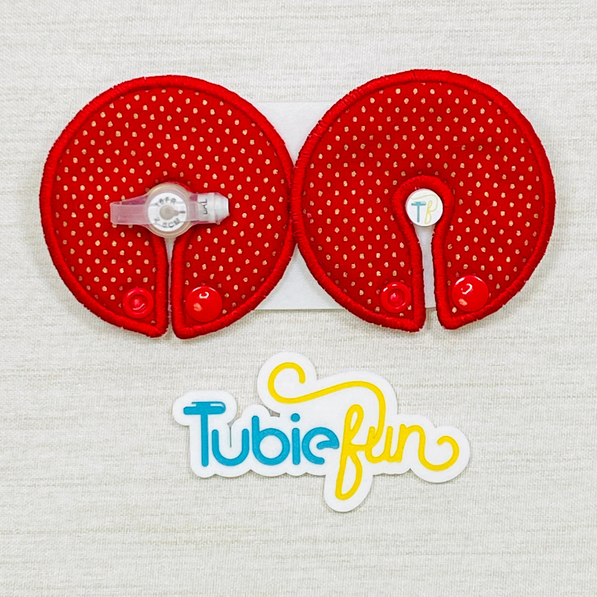 Button Pad Cover Large - Gold Dots on Red