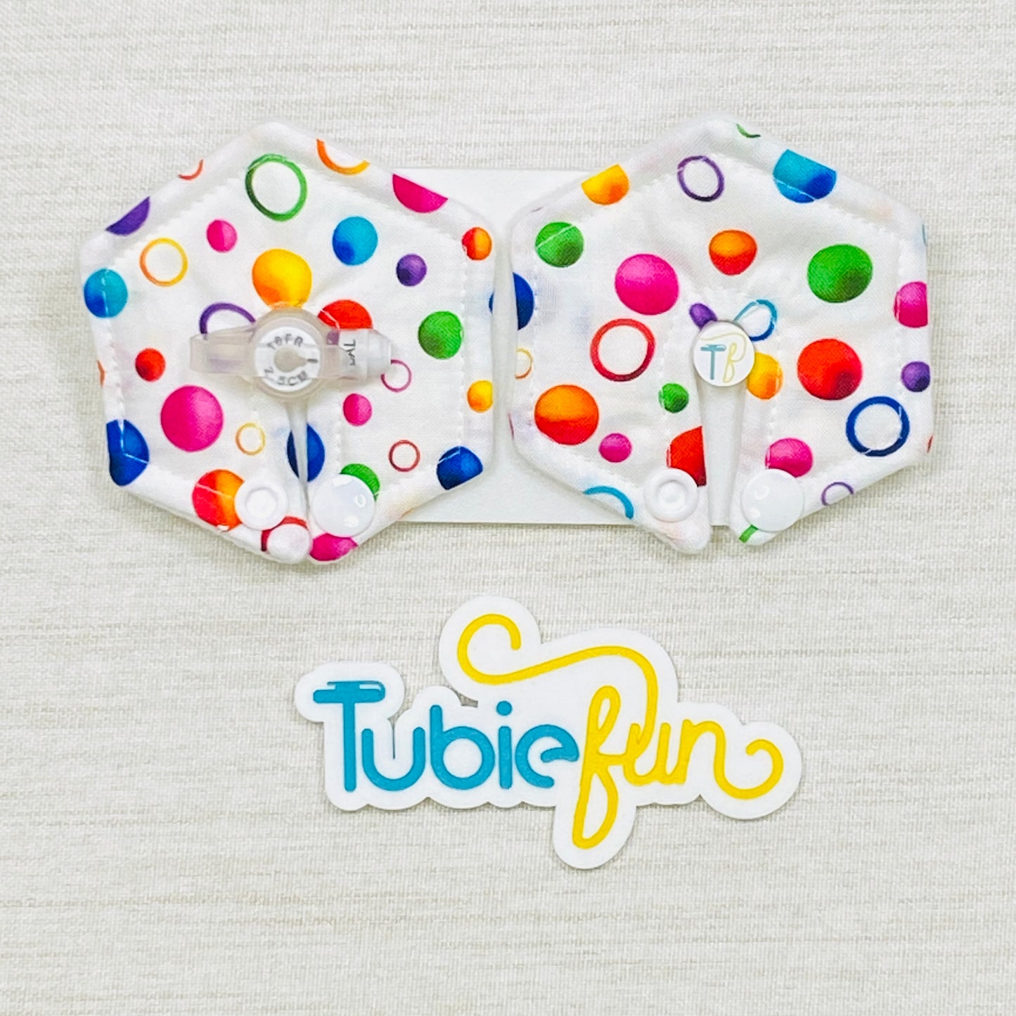 Hexagon G-Tube Button Pad Cover - Coloured Dots