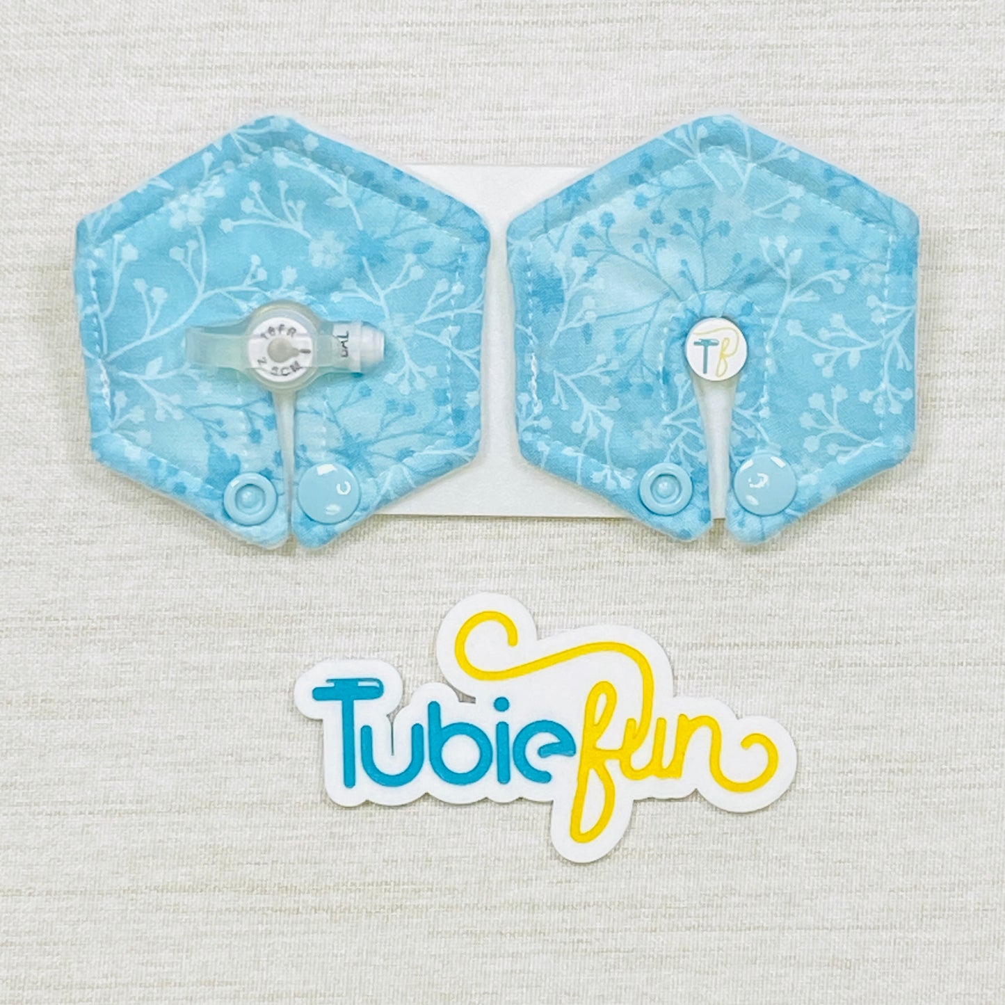Hexagon G-Tube Button Pad Cover - Vine and Flowers on Blue