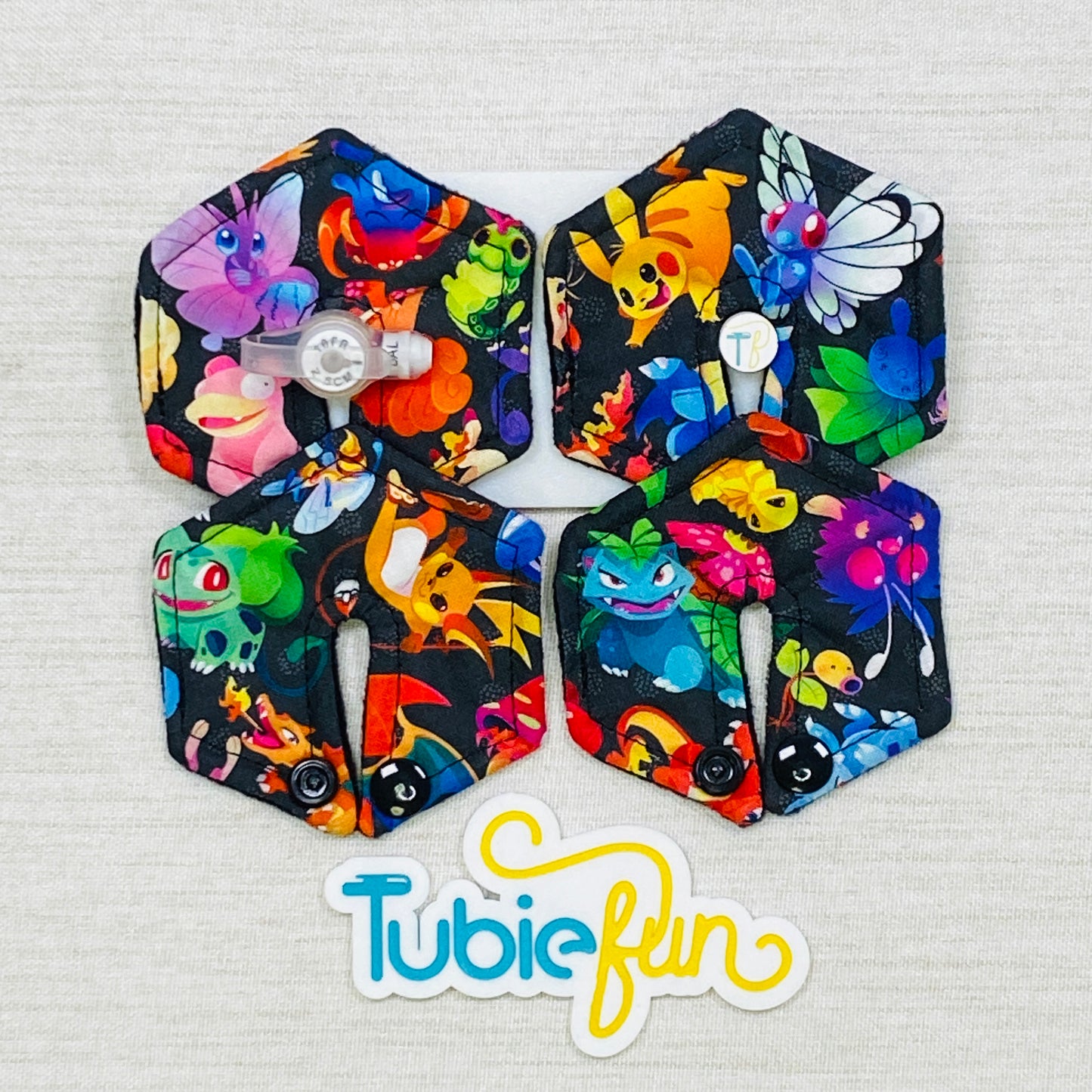 Hexagon G-Tube Button Pad Cover - Pocket Monsters on Black