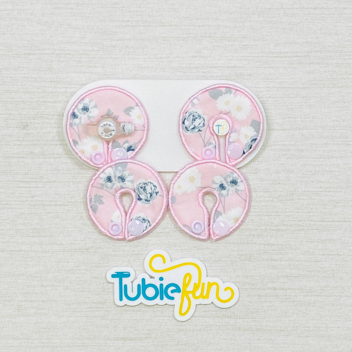 G-Tube Button Pad Cover - Flowers on Pink