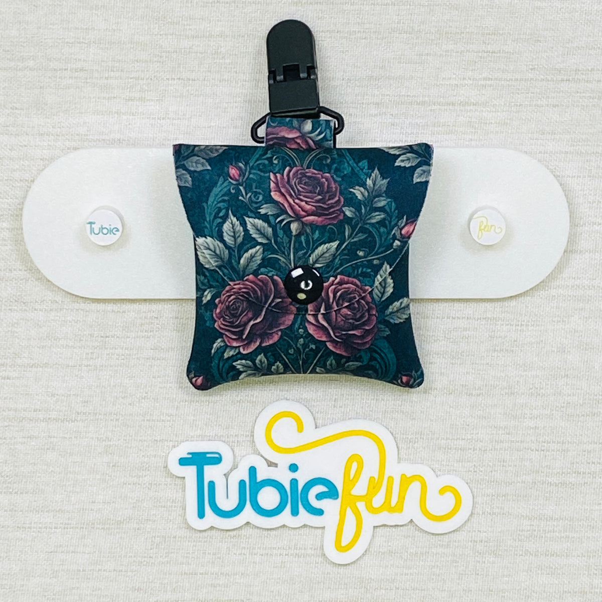Neoprene Tubing Pouch - Dark Roses