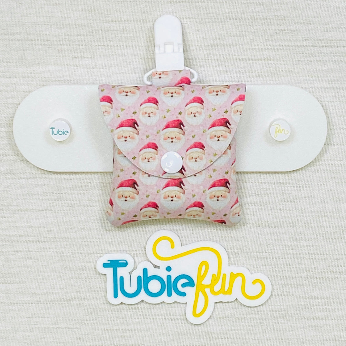 Neoprene Tubing Pouch - Santa on Pink