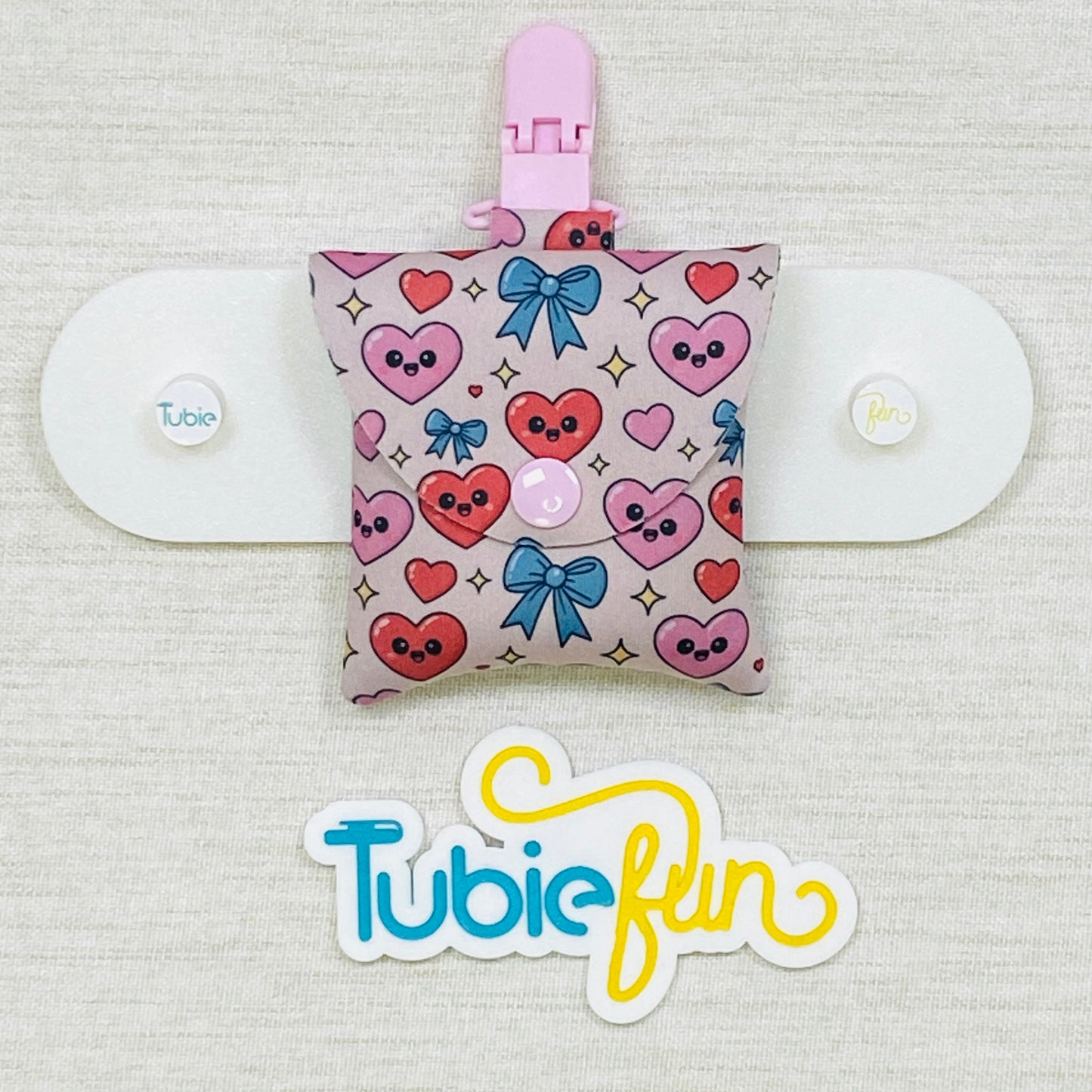 Neoprene Tubing Pouch - Hearts and Bows