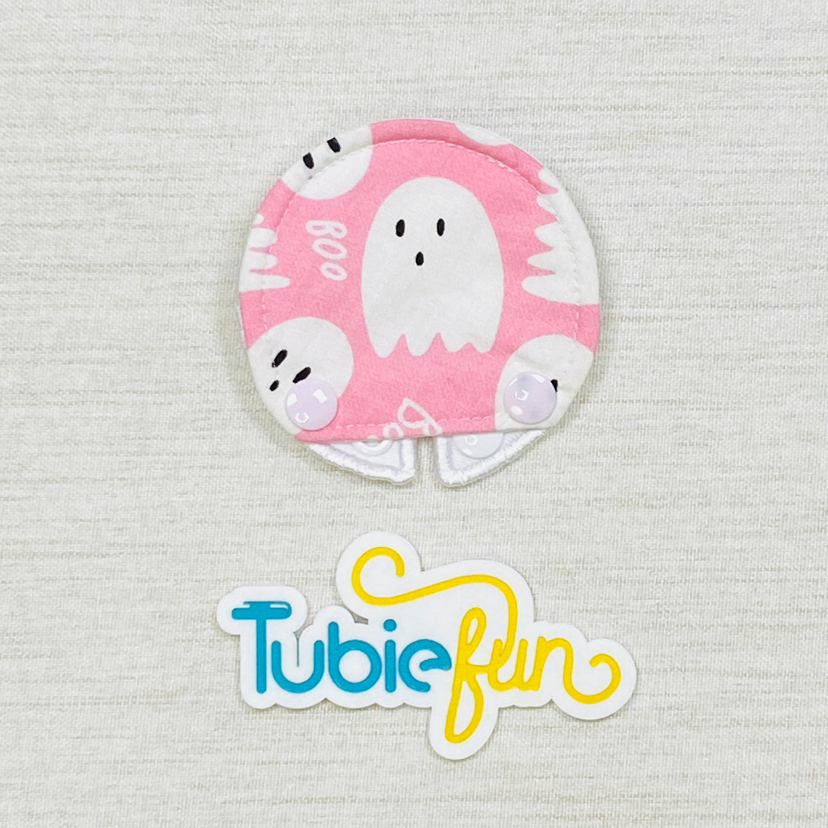 Covered Button Pad - Ghost on Pink