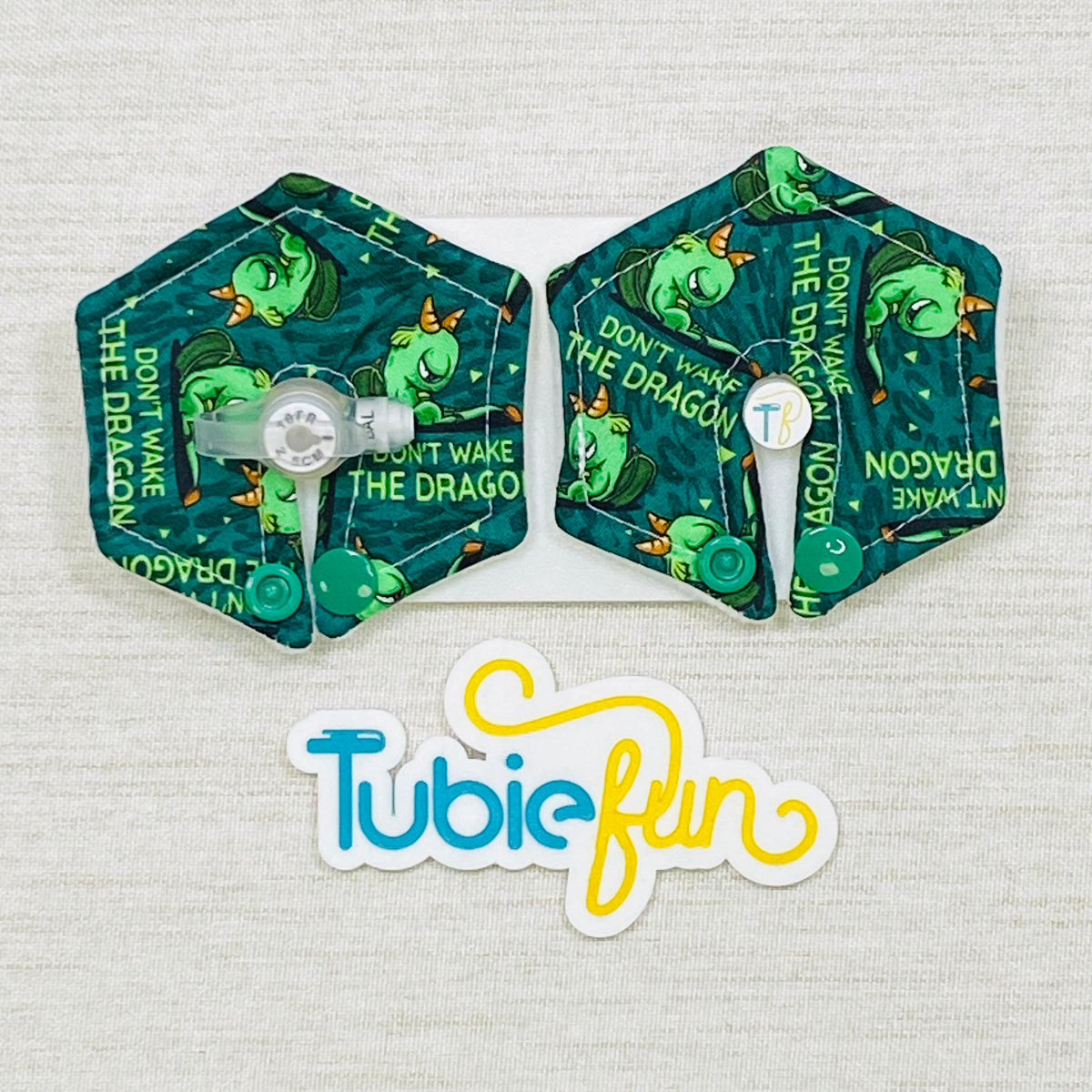 Hexagon G-Tube Button Pad Cover - Green Dragon