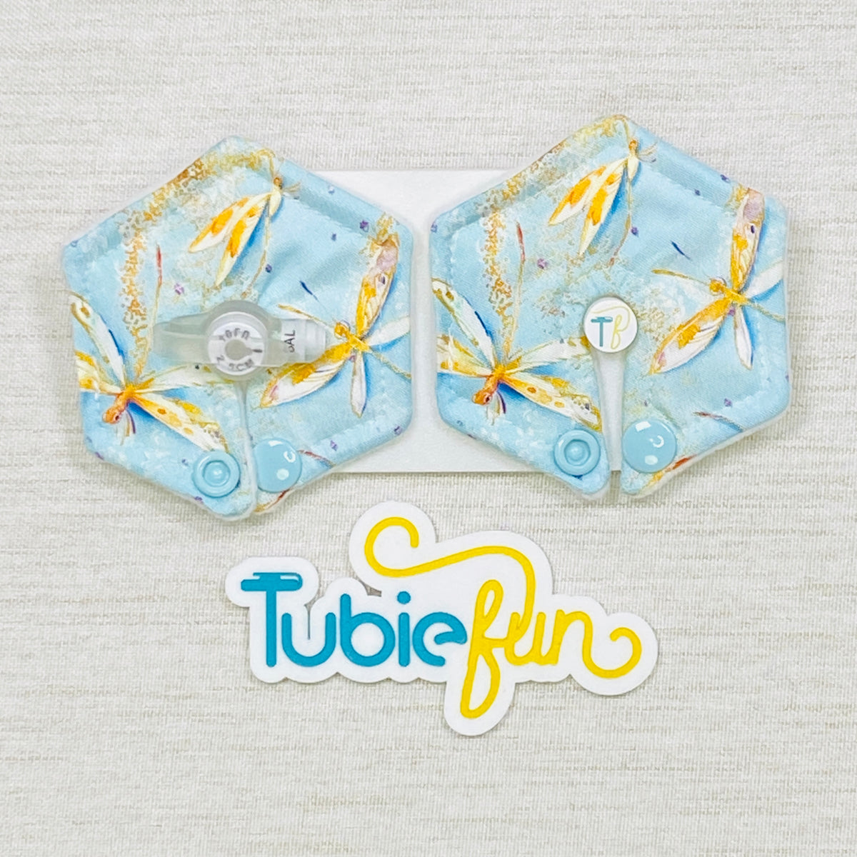 Hexagon G-Tube Button Pad Cover - Dragonflies