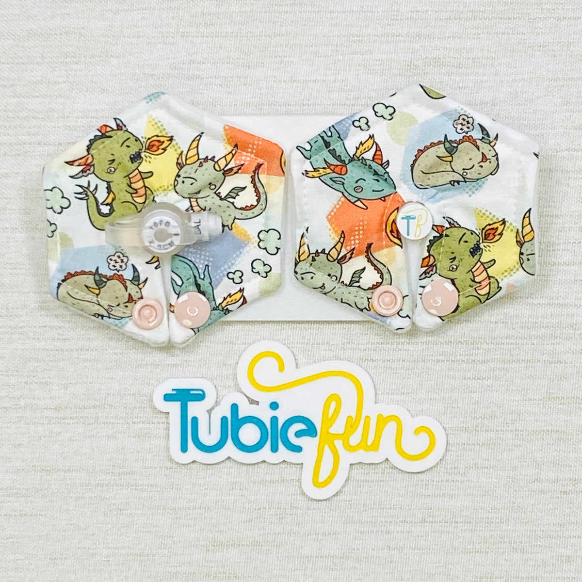 Hexagon G-Tube Button Pad Cover - Cute Dragons