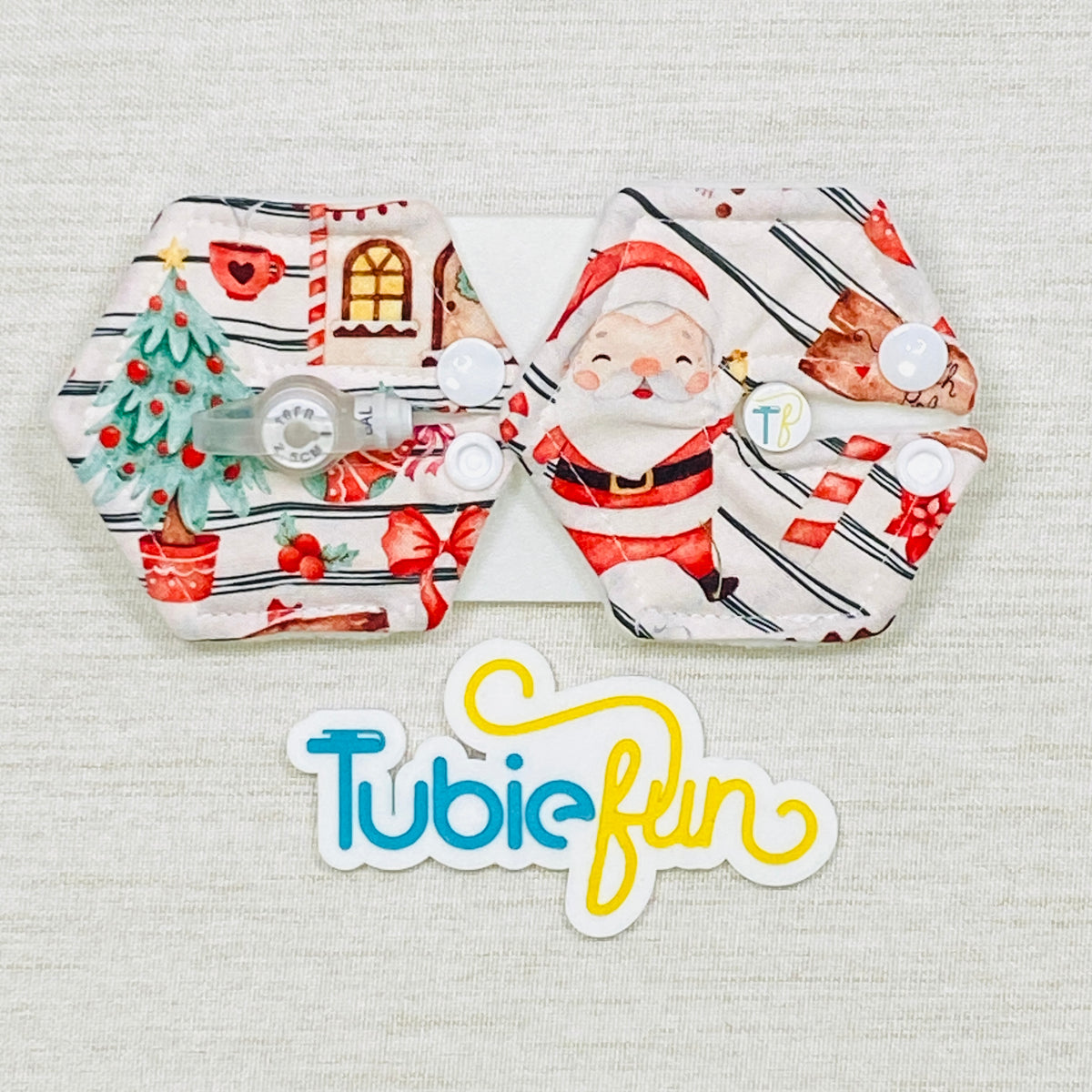 Hexagon G-Tube Button Pad Cover - Cosy Christmas