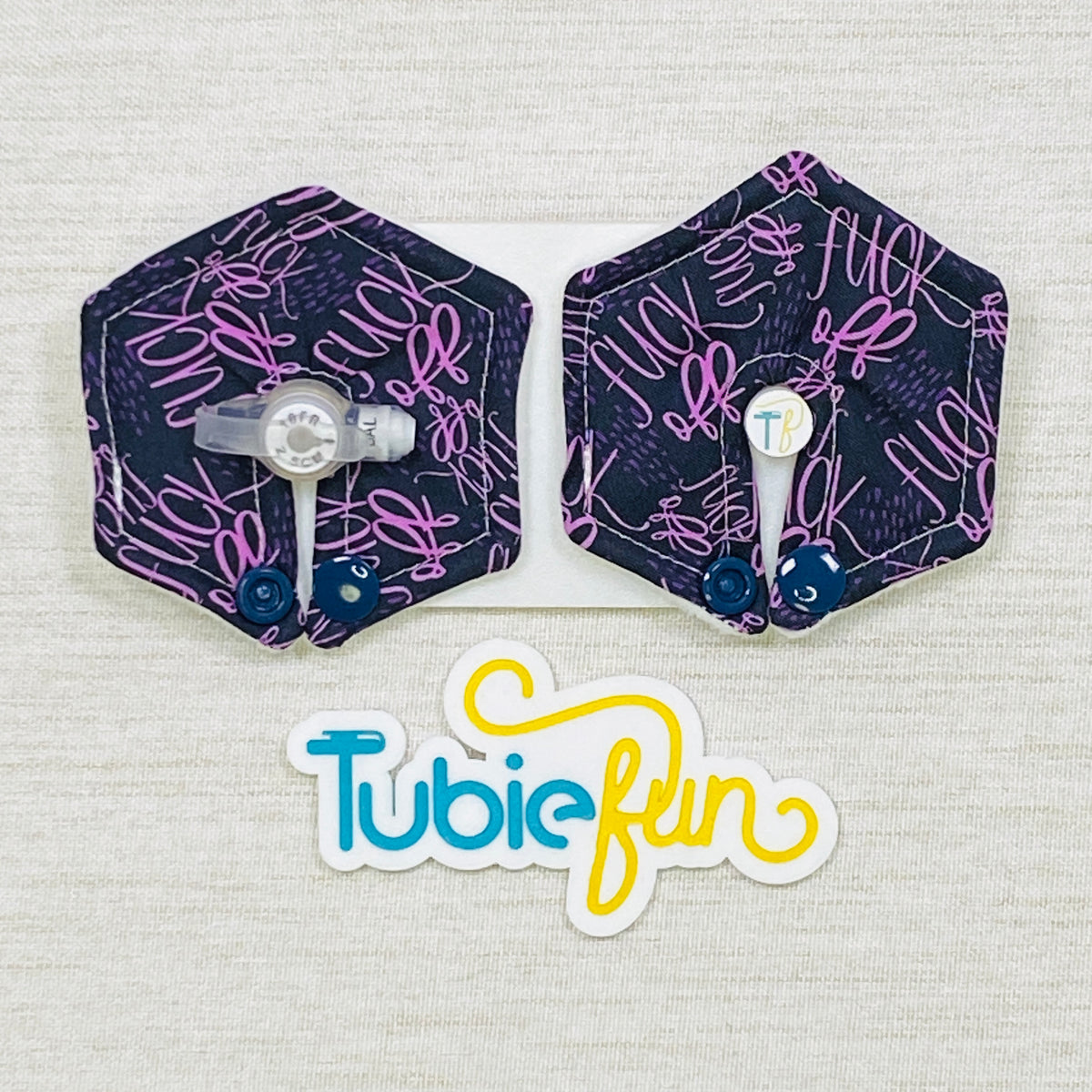 Hexagon G-Tube Button Pad Cover - F Off Pink