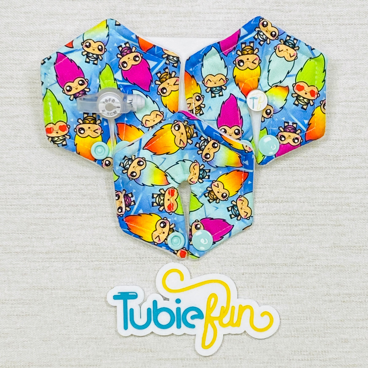 Hexagon G-Tube Button Pad Cover - Rainbow Rascals