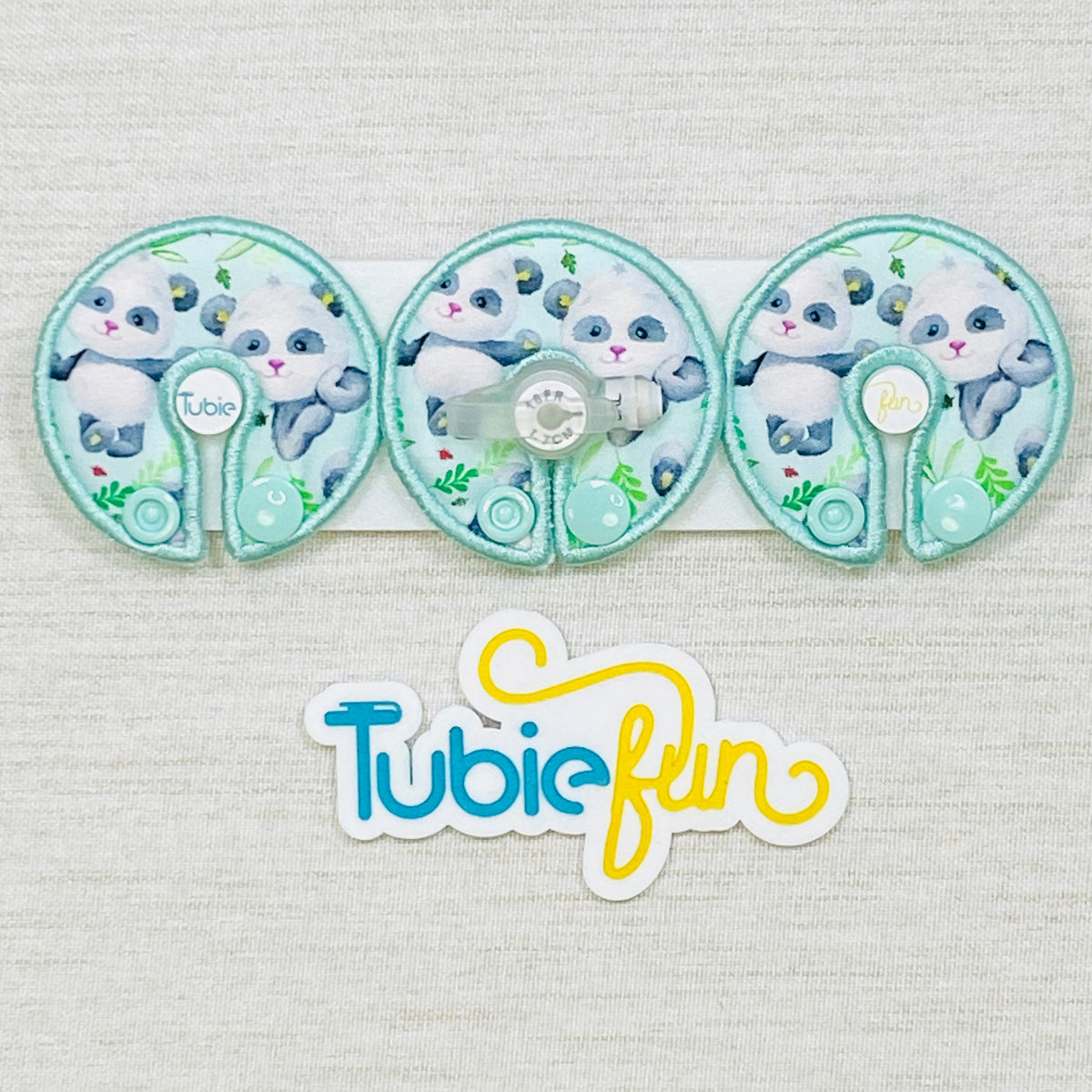 G-Tube Button Pad Cover - Pandas on Green