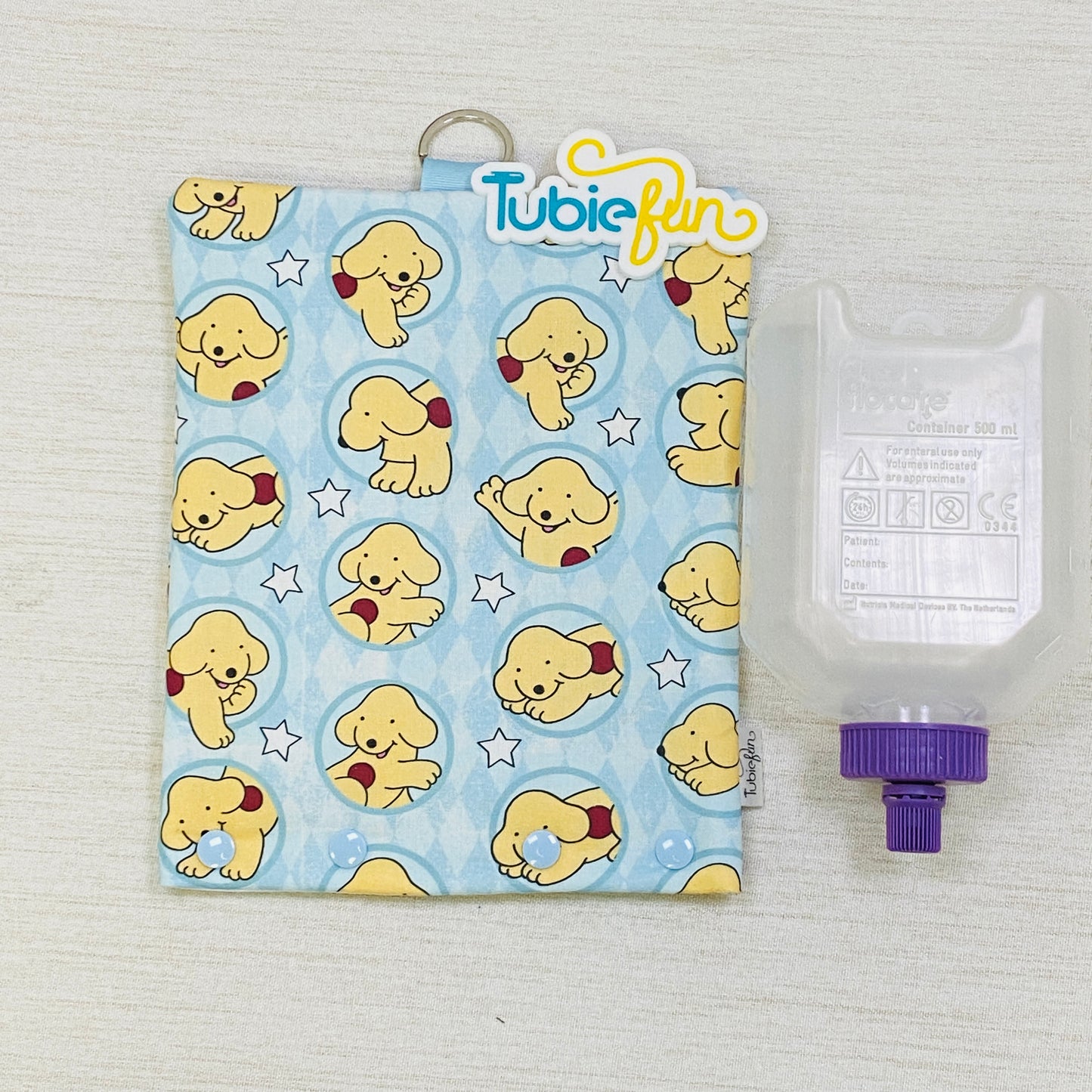 Insulated Milk Bag Suitable for 500ml Flocare Bottle in - Dogs on Light Blue