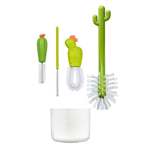 CACTI 4 PC BOTTLE BRUSH SET - WHITE/GREEN