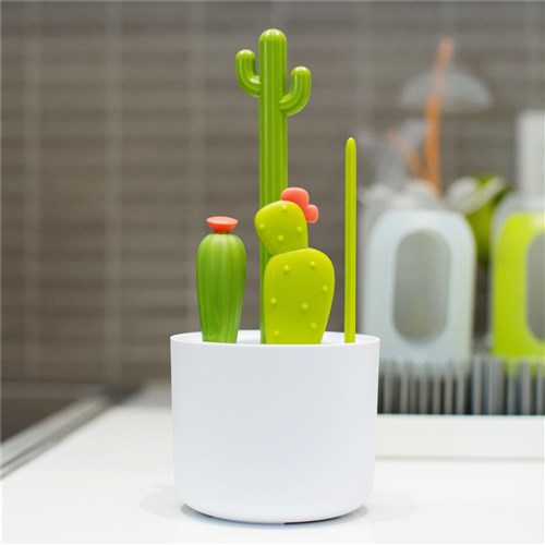 Cacti 4 PC Bottle Brush Set - White/Green