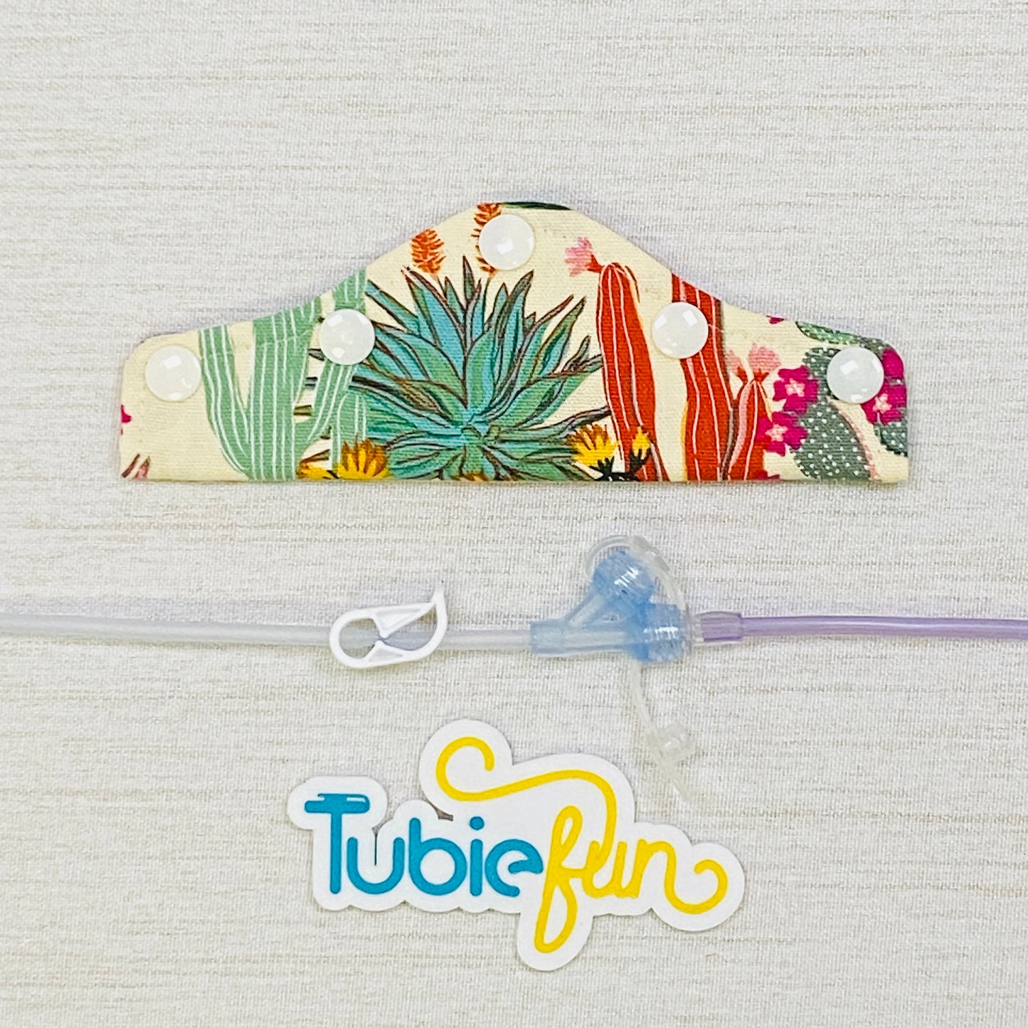 Feeding Tube Connection Cover - Cacti on Cream