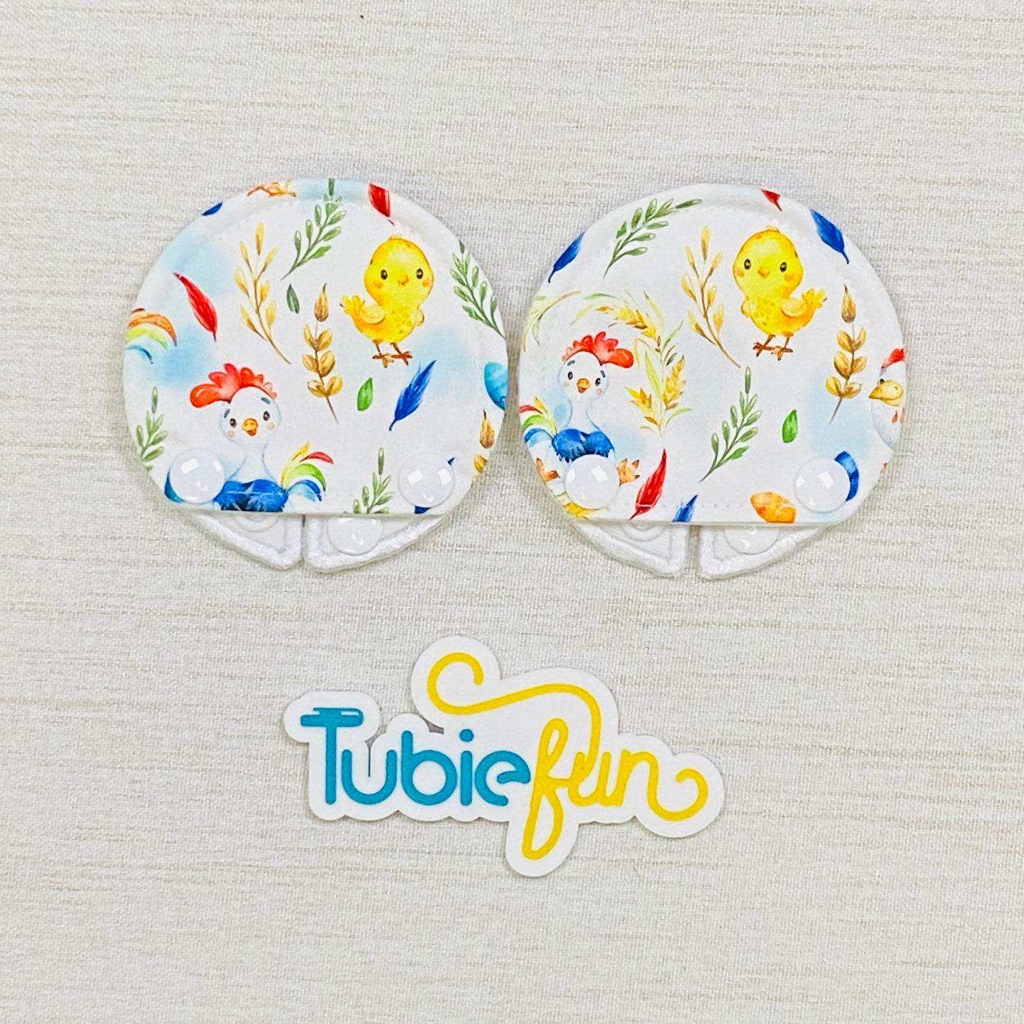 Covered Button Pad - Chicks on White