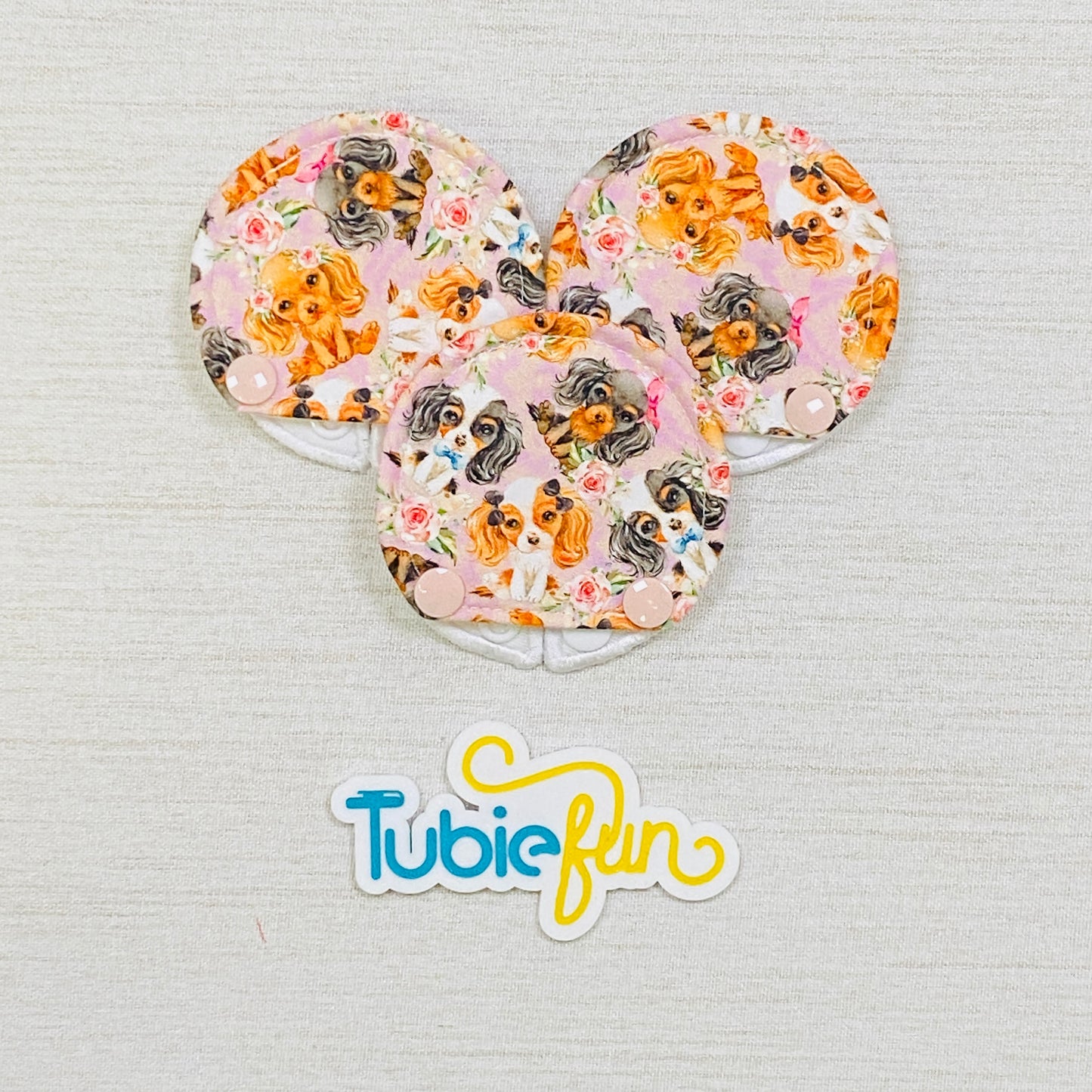 Covered Button Pad - Dogs on Pink