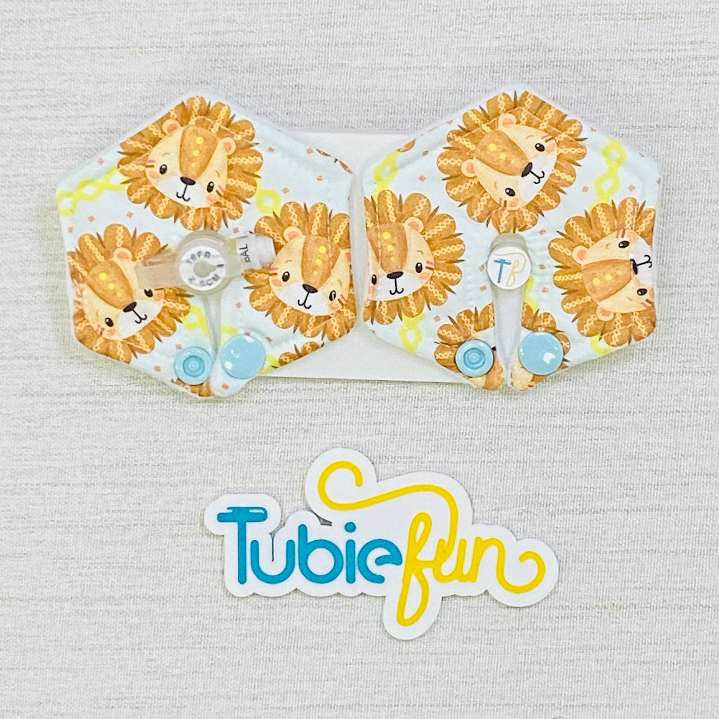 Hexagon G-Tube Button Pad Cover - Sunflower Lion