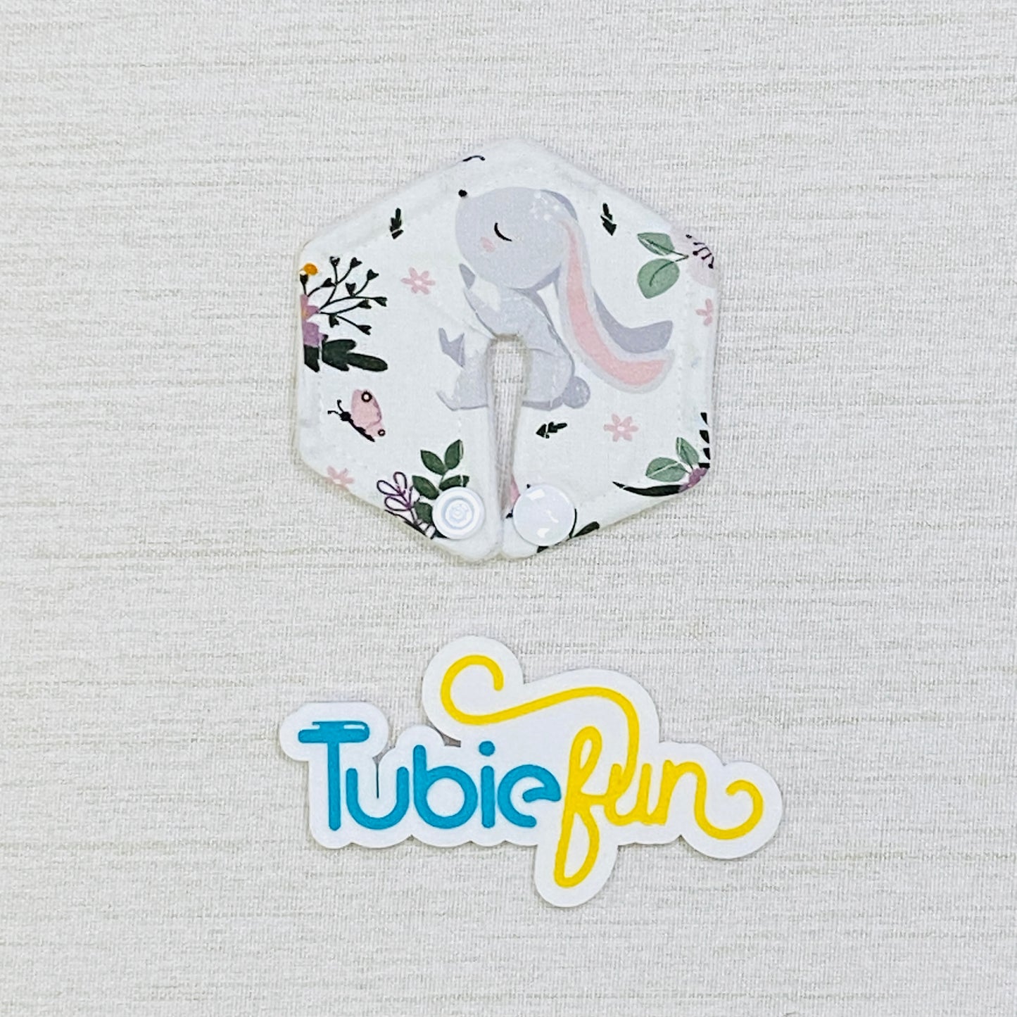Hexagon G-Tube Button Pad Cover - Bunny on White