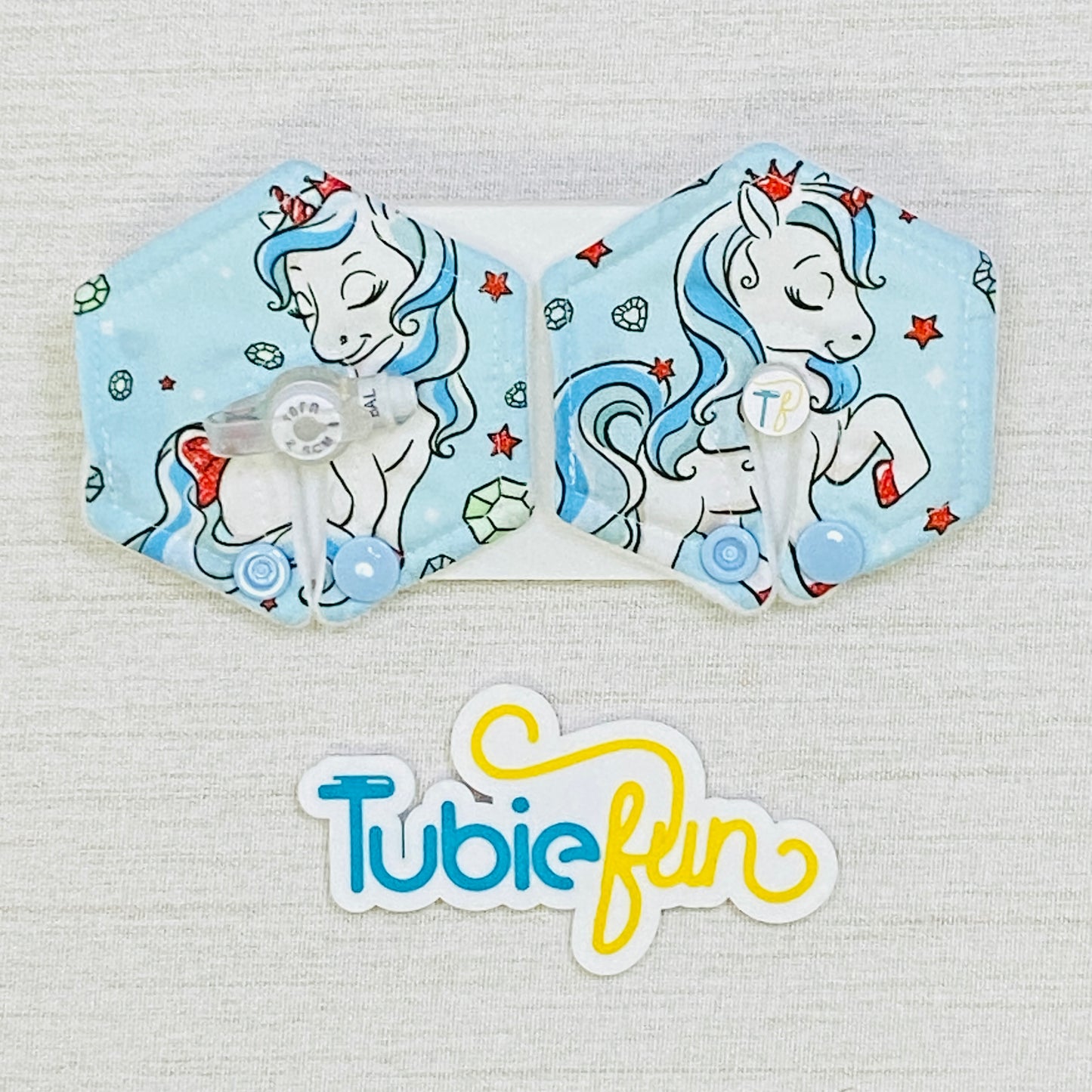 Hexagon G-Tube Button Pad Cover - Unicorn & Gems