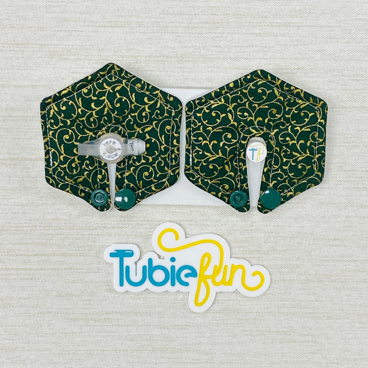 Hexagon G-Tube Button Pad Cover - Gold Vines