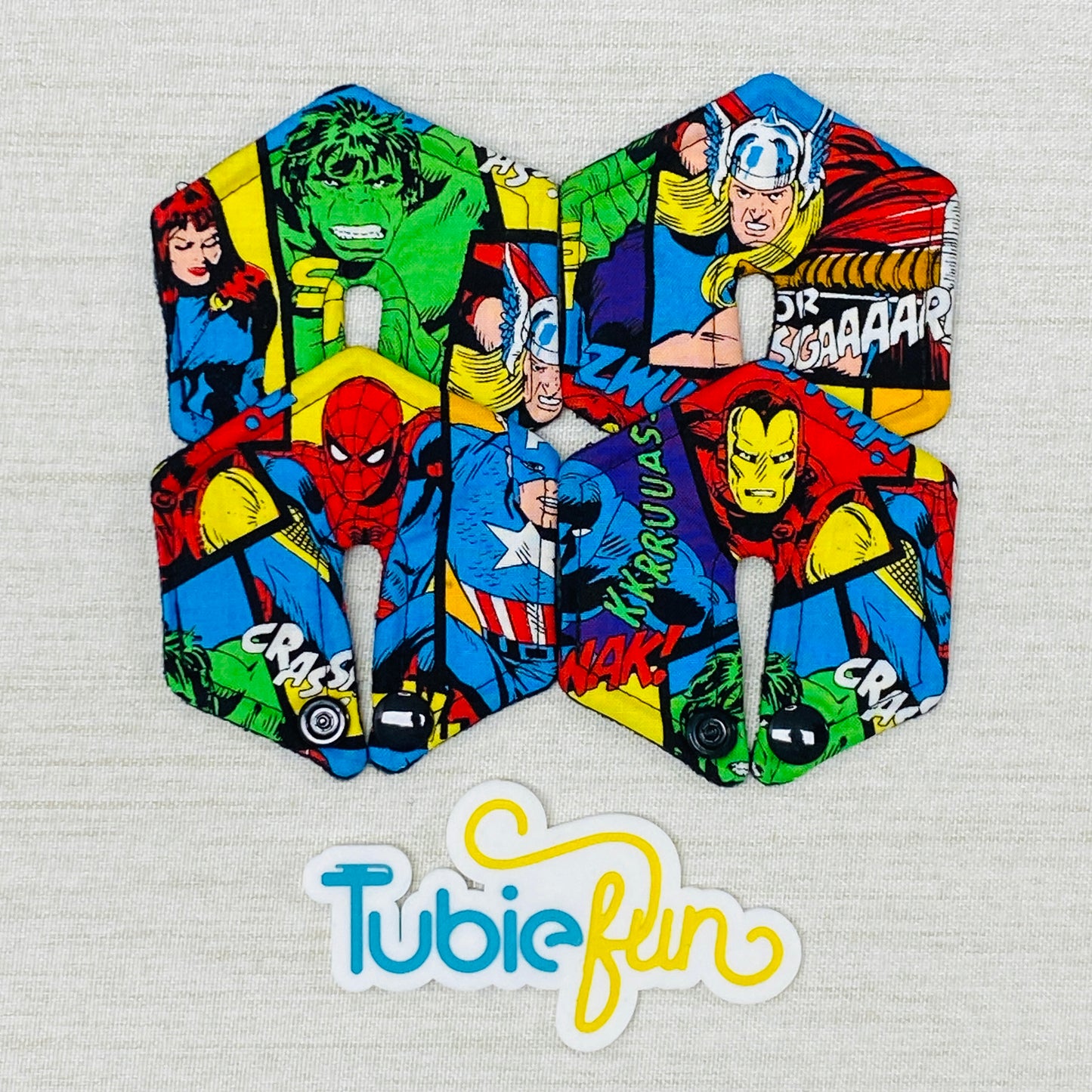 Hexagon G-Tube Button Pad Cover - Comic Heros