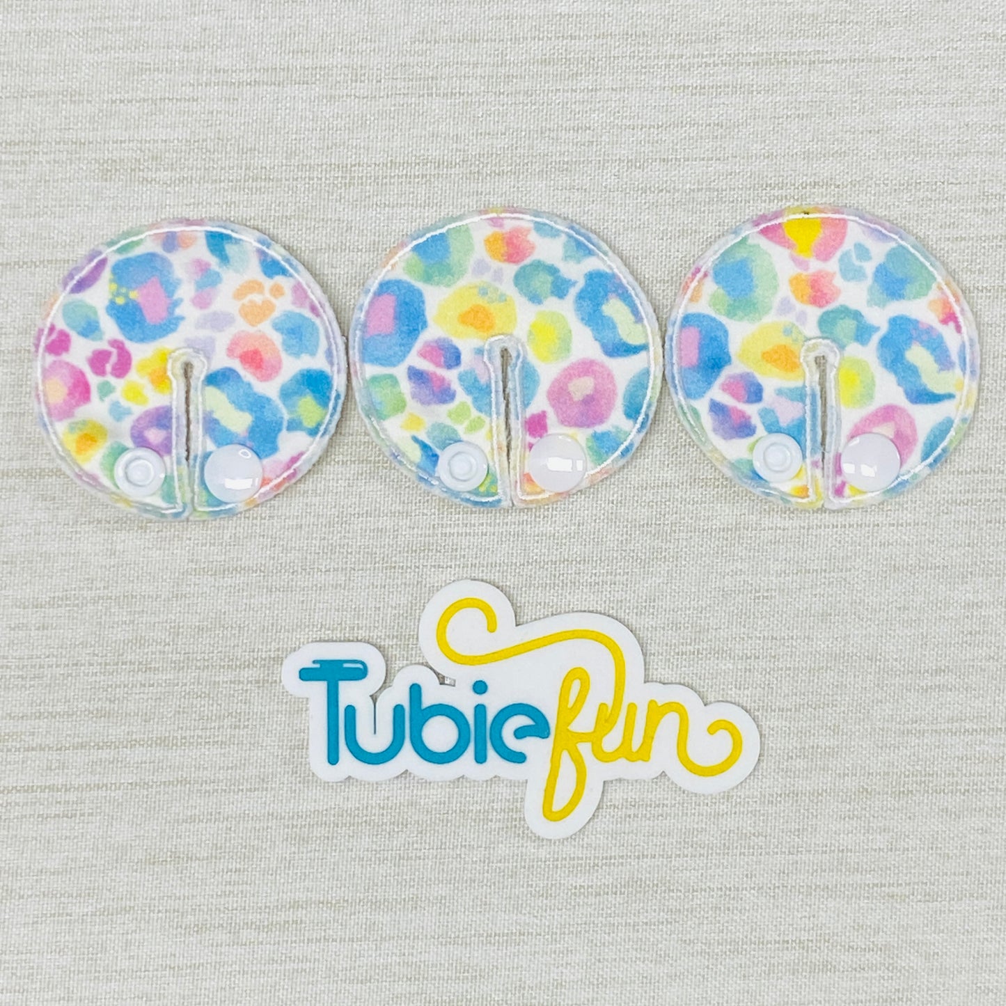 Chait Button Pad Covers - Kasey Rainbow Pastel Leopard