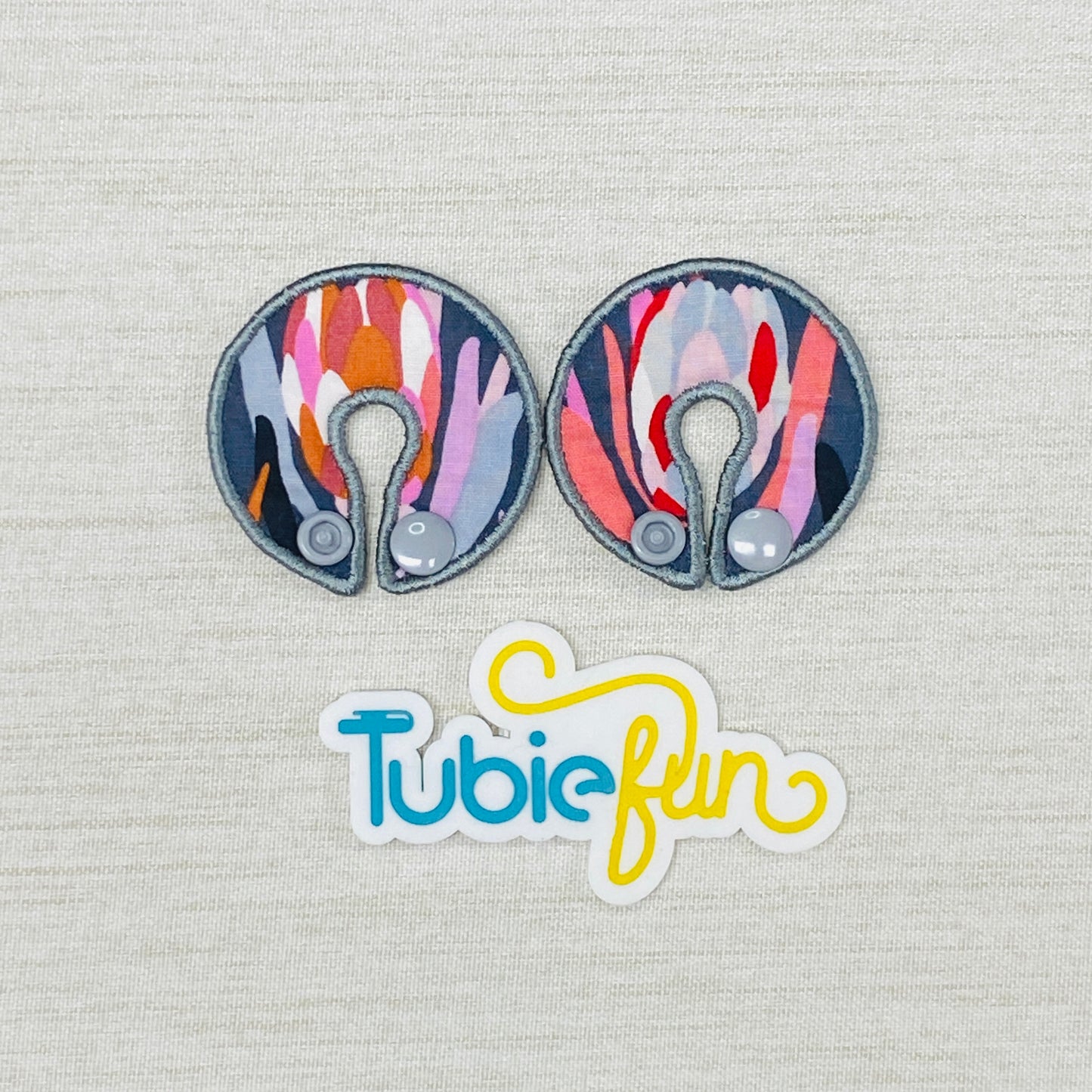 G-Tube Button Pad Cover - Native Flower on Grey