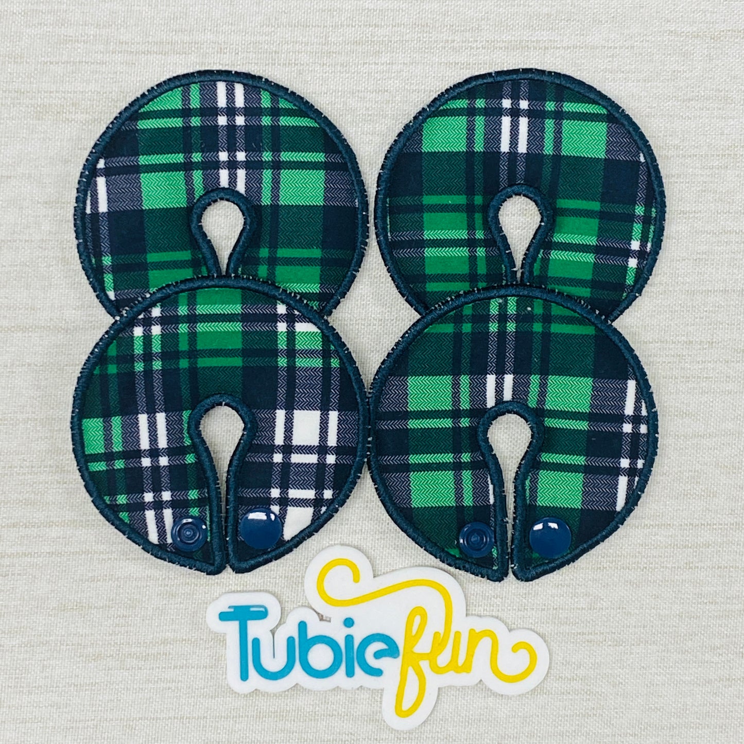 Button Pad Cover Large - Green Tartan