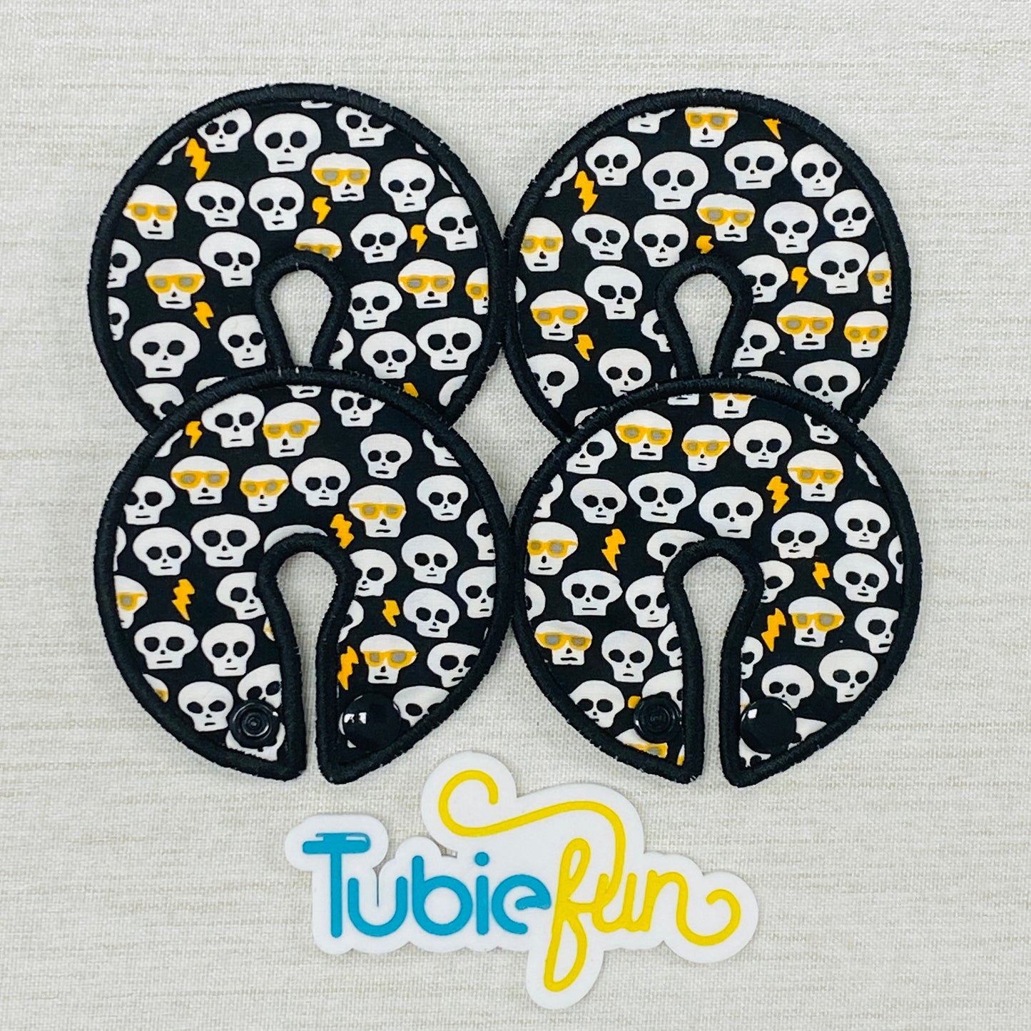 Button Pad Cover Large - Skulls on Black