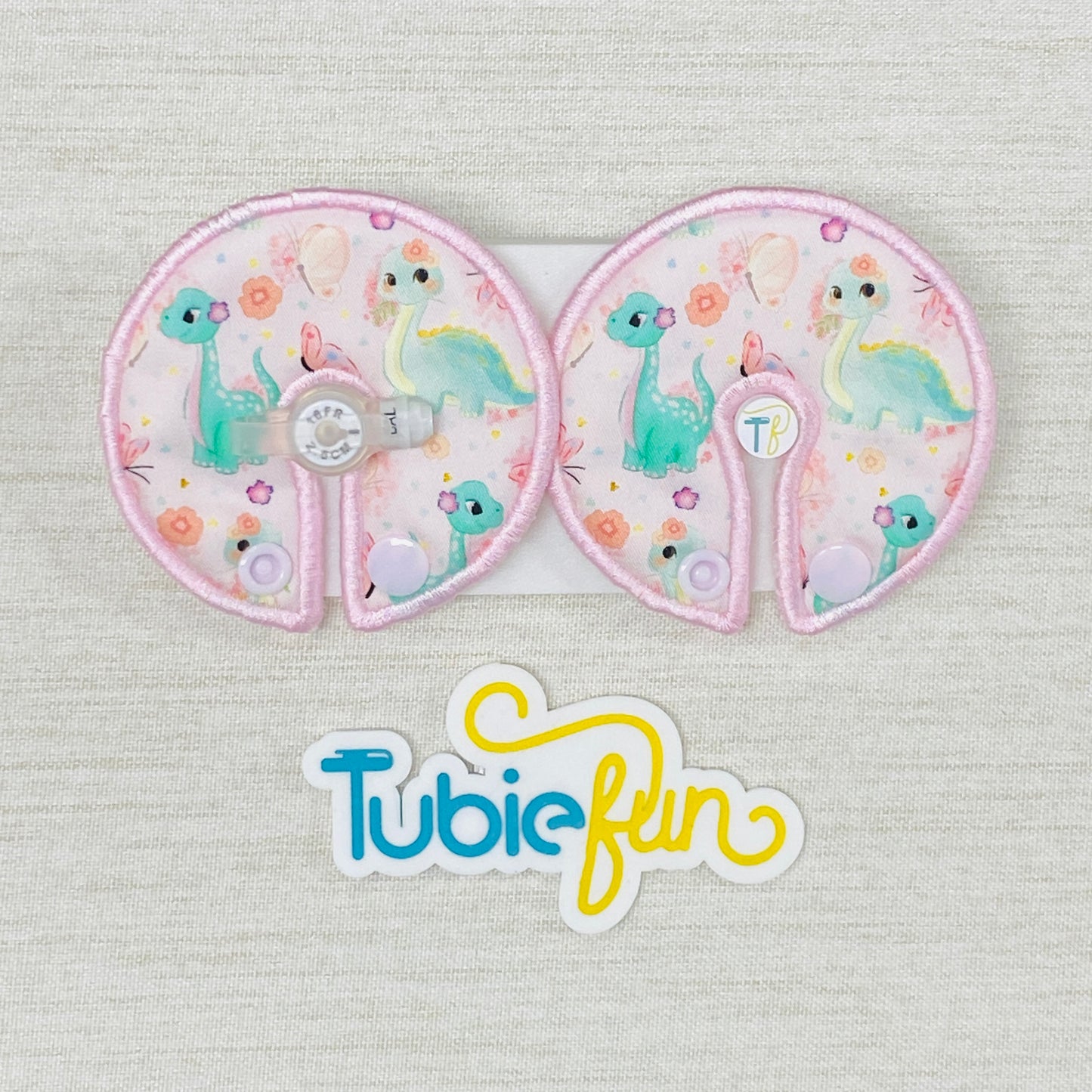 Button Pad Cover Large - Dinosaurs on Pink