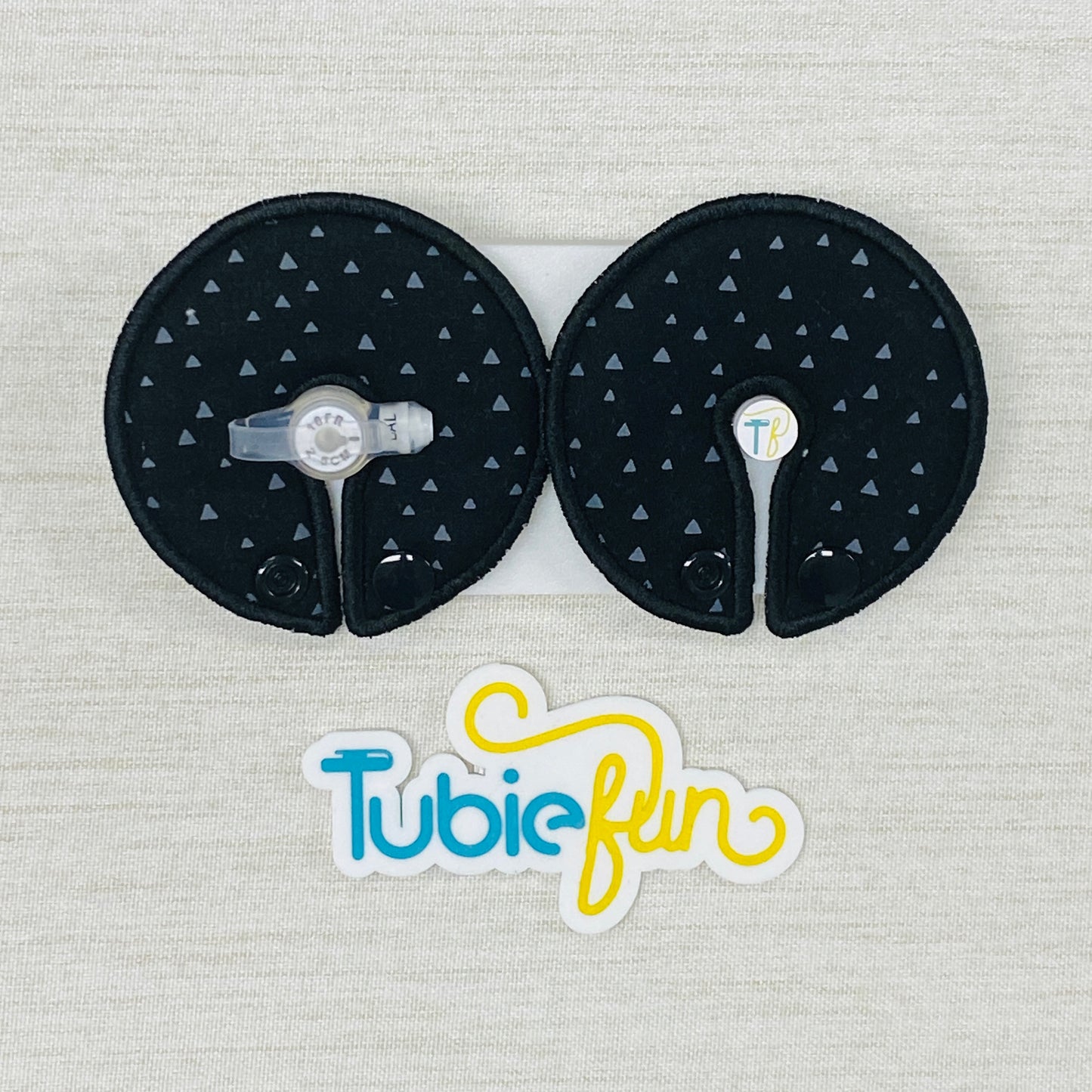 Button Pad Cover Large - Grey Triangles on Black