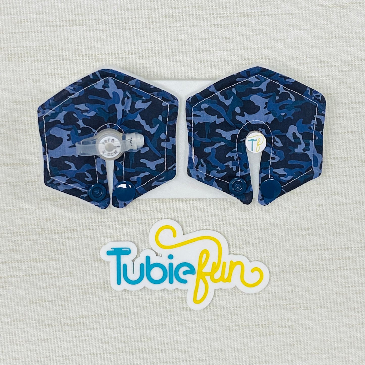 Hexagon G-Tube Button Pad Cover - Blue Camo