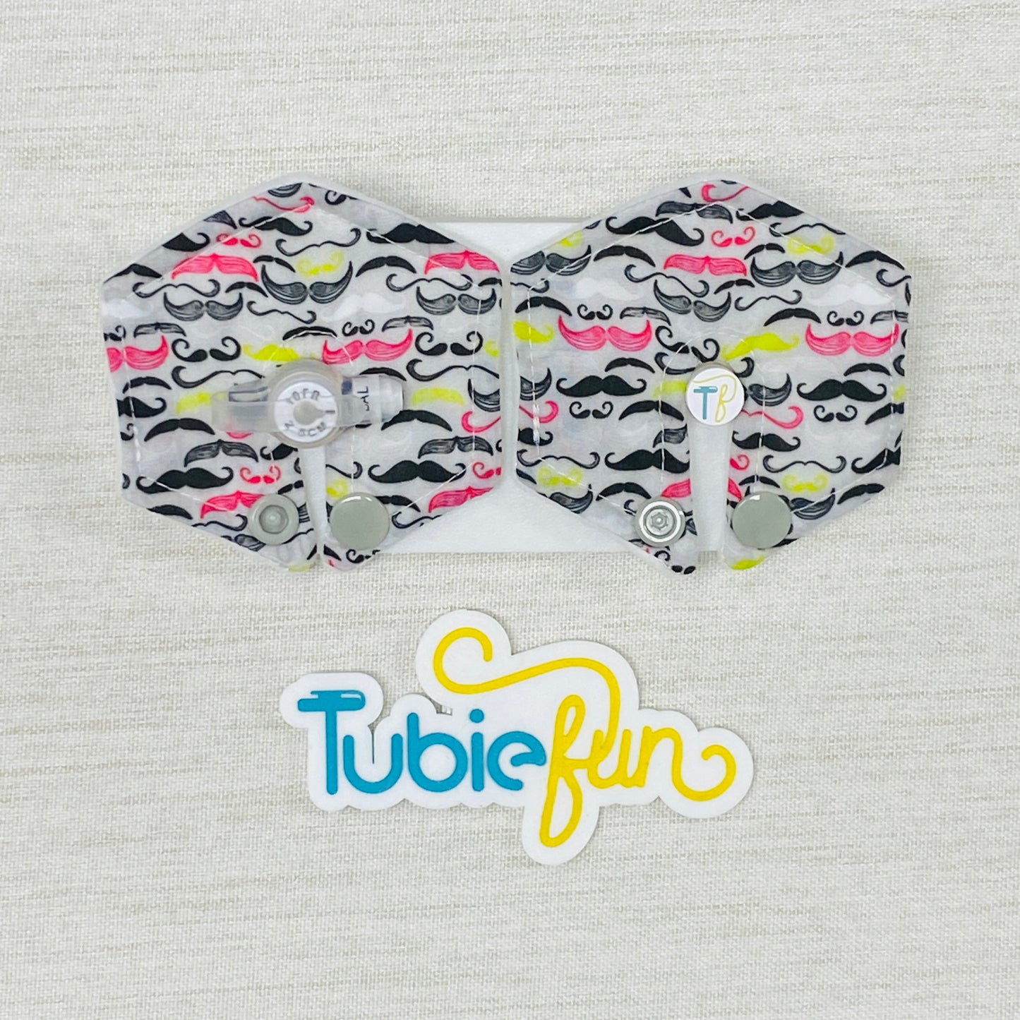 Hexagon G-Tube Button Pad Cover - Moustaches