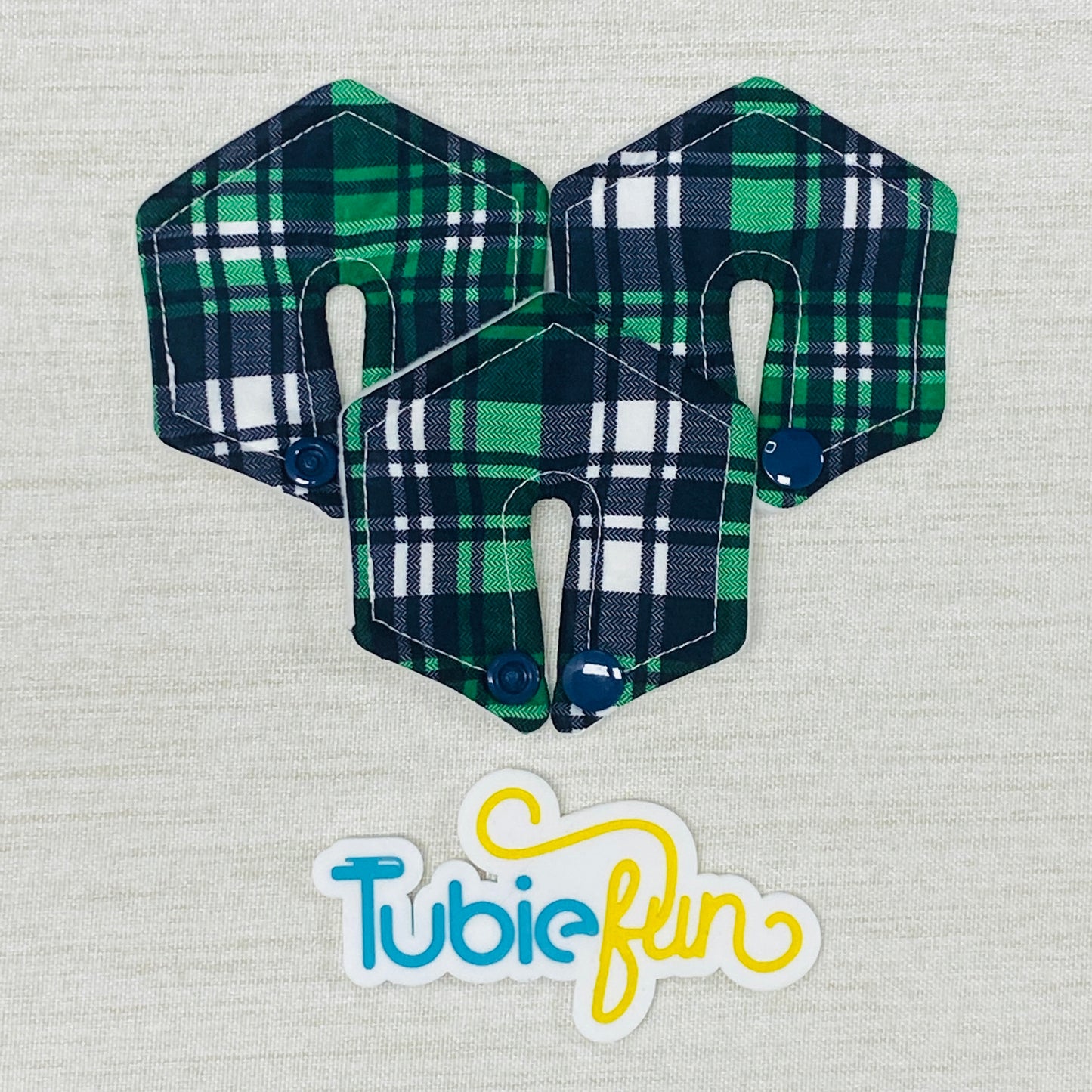 Hexagon G-Tube Button Pad Cover - Green Tartan