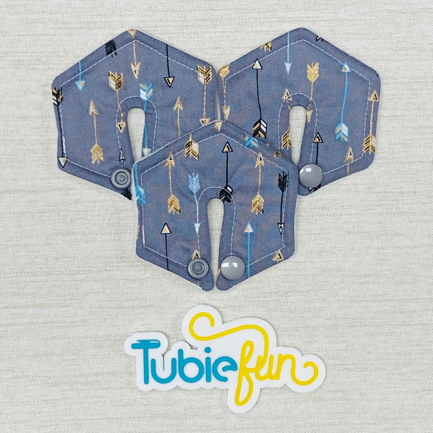 Hexagon G-Tube Button Pad Cover - Arrows on Grey