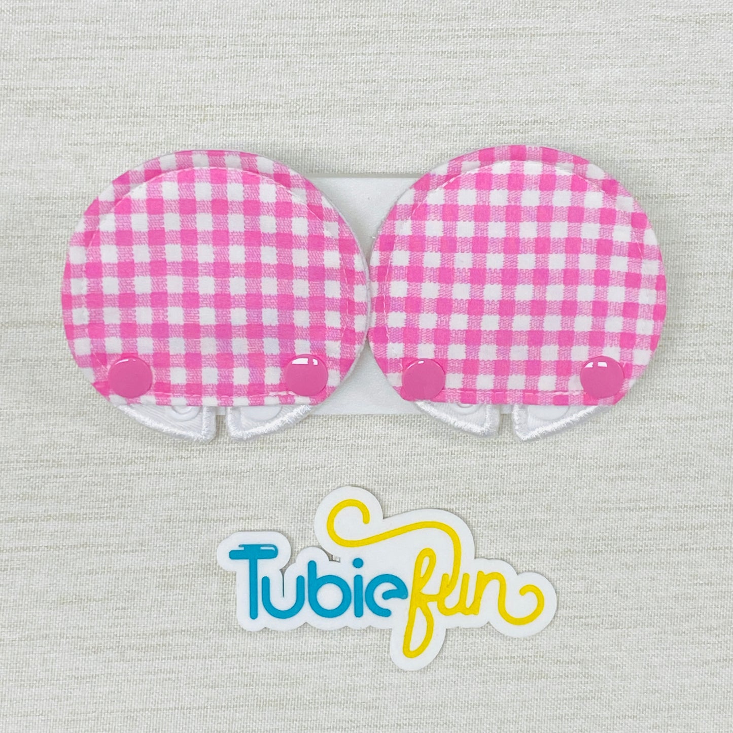 Covered Button Pad - Pink Gingham
