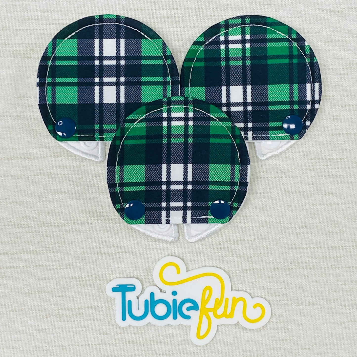 Covered Button Pad - Green Tartan