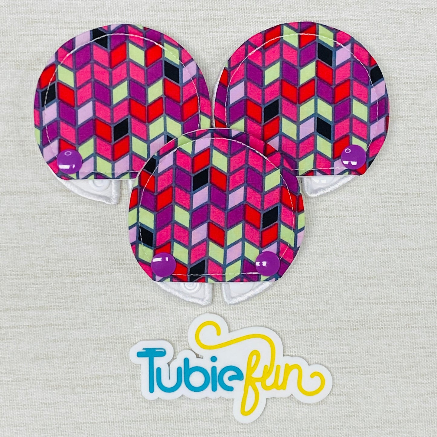 Covered Button Pad - Purple and Green Diamonds