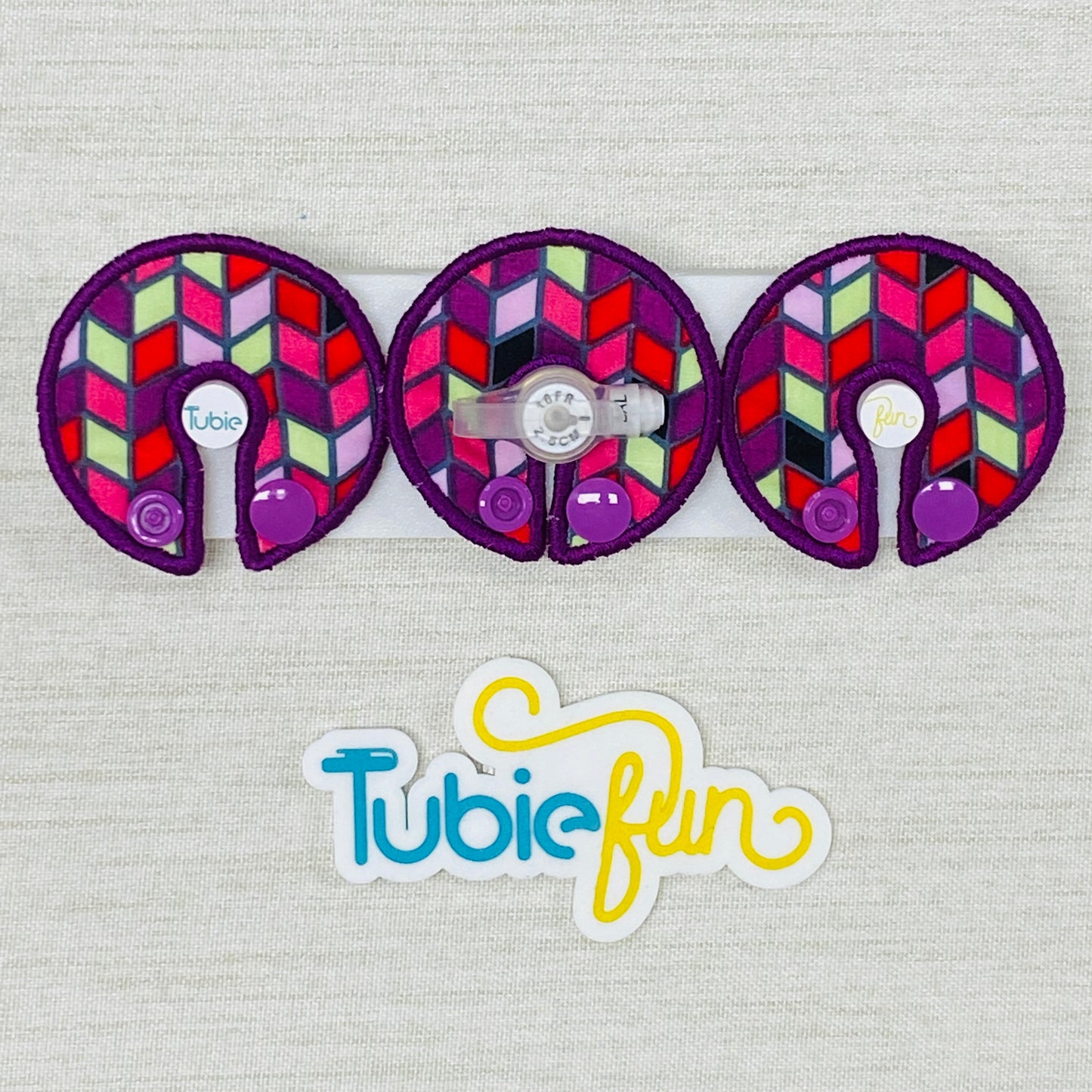 G-Tube Button Pad Cover - Pink and Green Diamonds