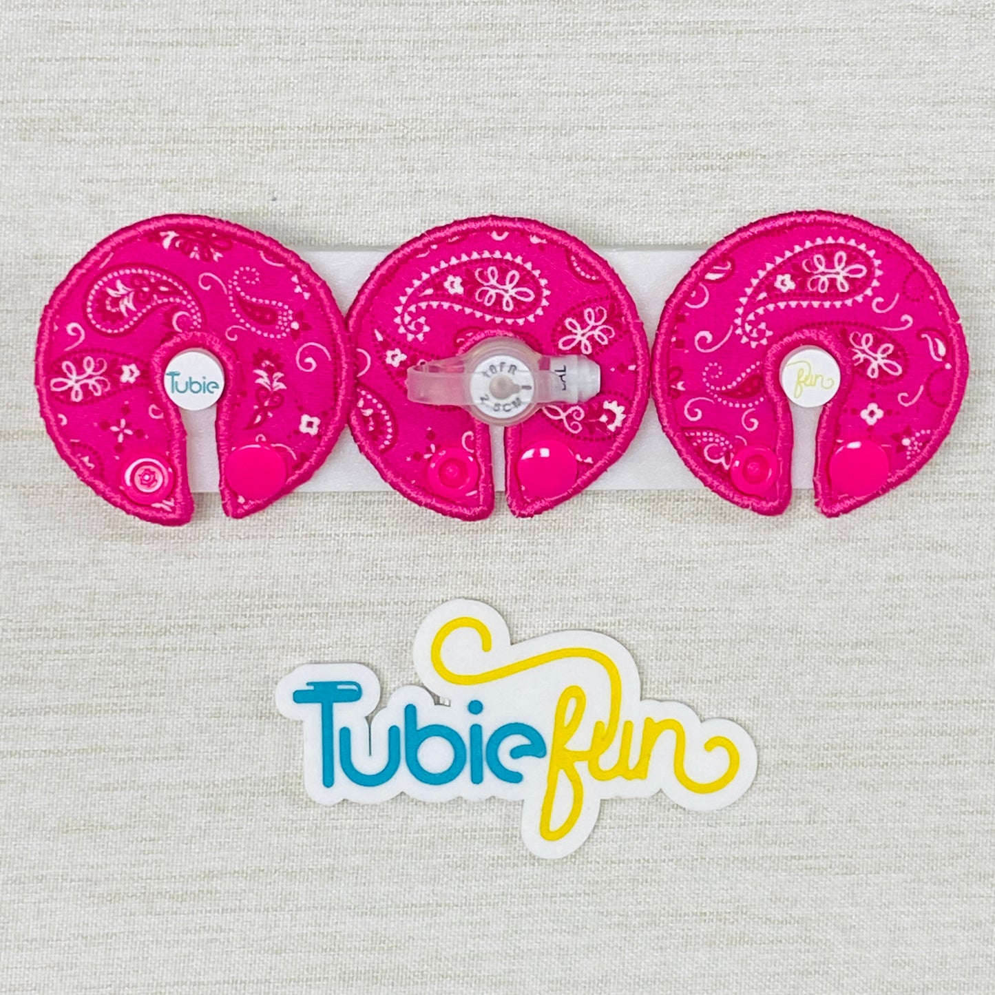 G-Tube Button Pad Cover - Pink Bandana