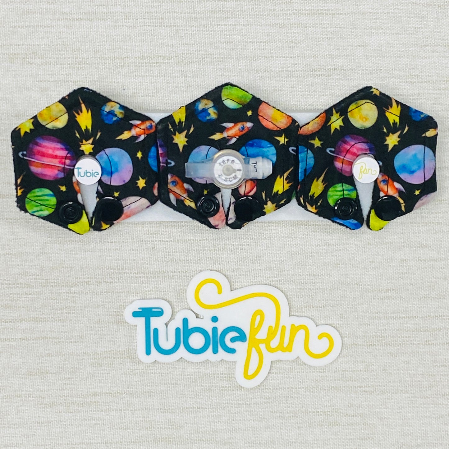 Mini Hexagon G-Tube Button Pad Cover - Rockets in Space