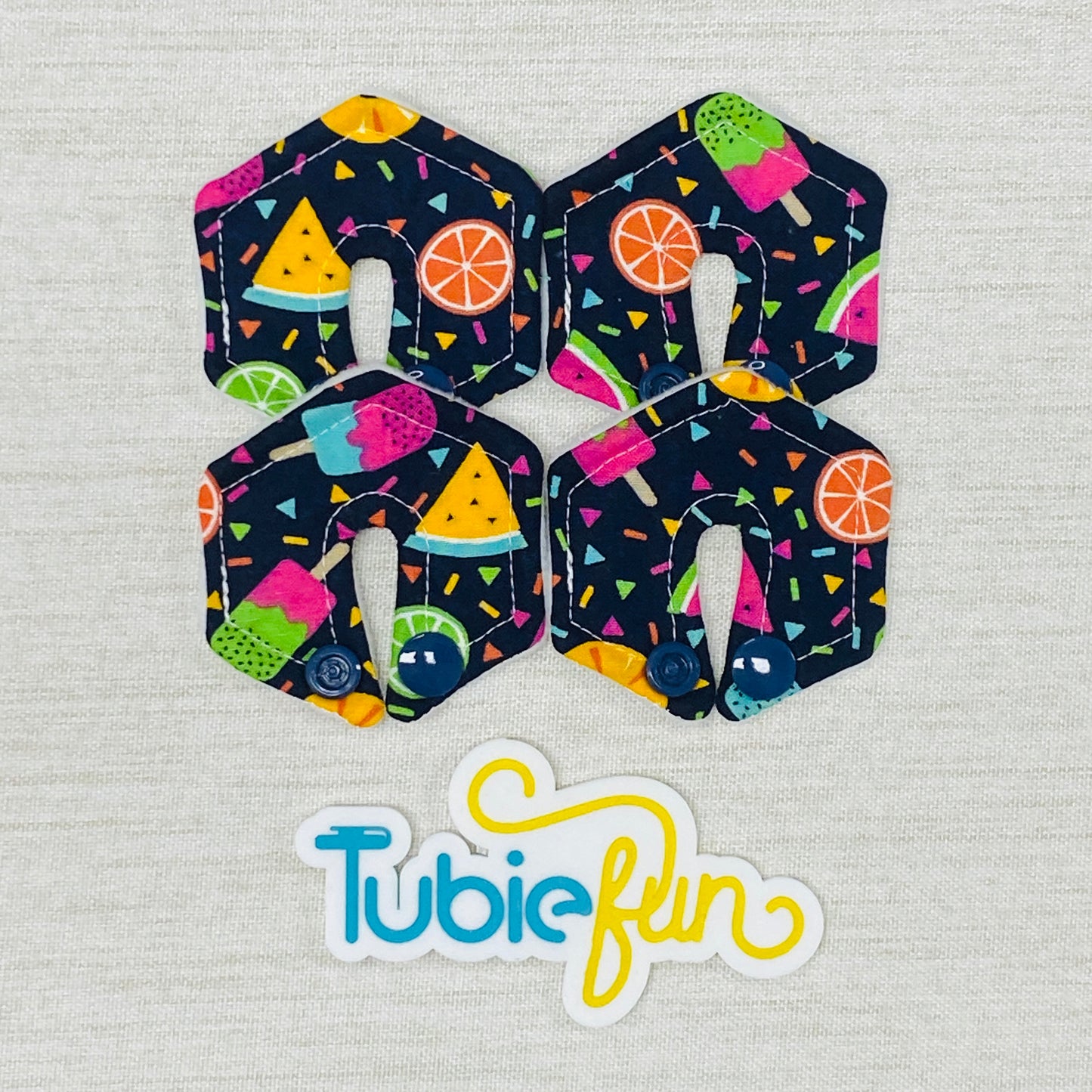 Mini Hexagon G-Tube Button Pad Cover - Fruit and Iceblocks