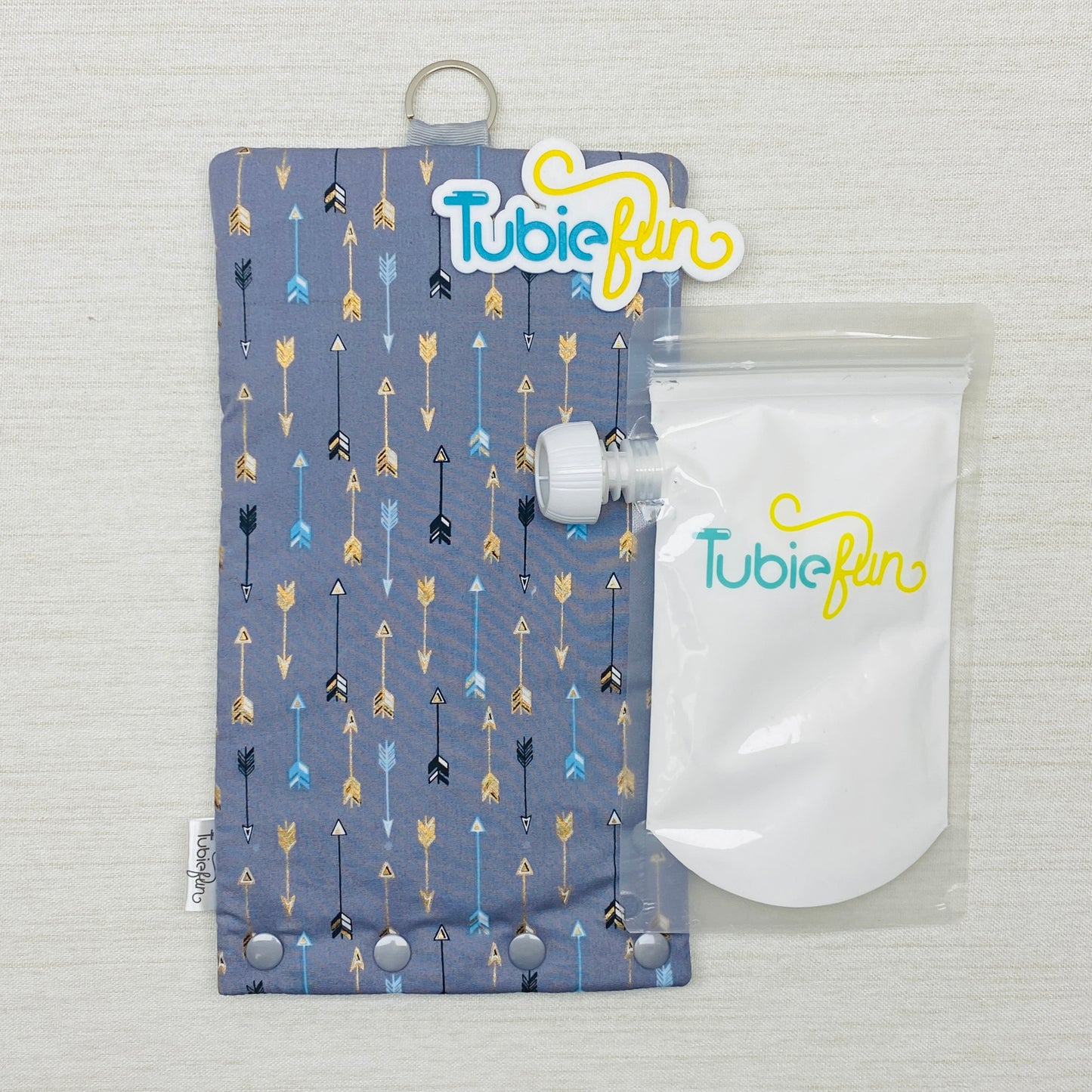 Insulated Milk Bag Suitable for Reusable Pouches - Arrows on Grey