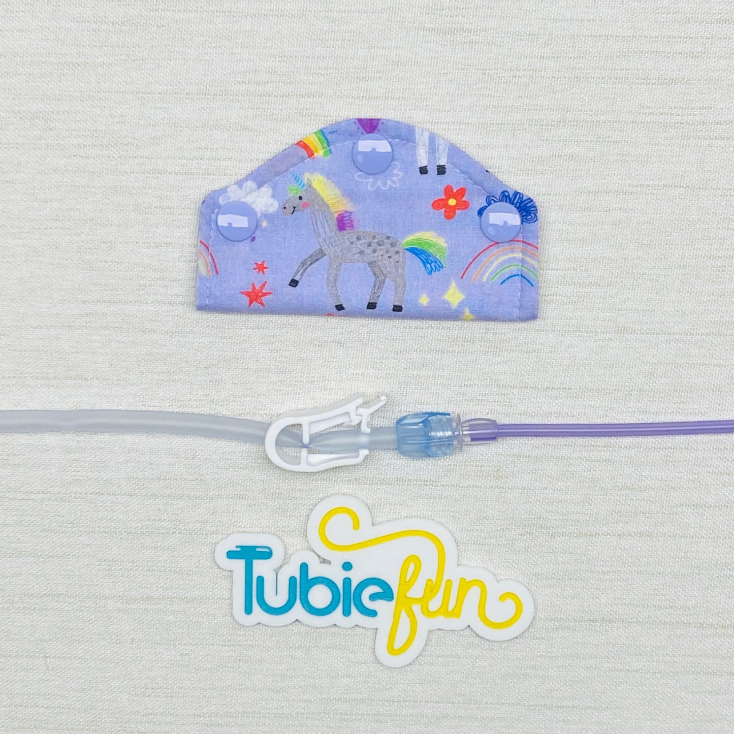 Feeding Tube Mini Connection Cover - Unicorns and Rainbows