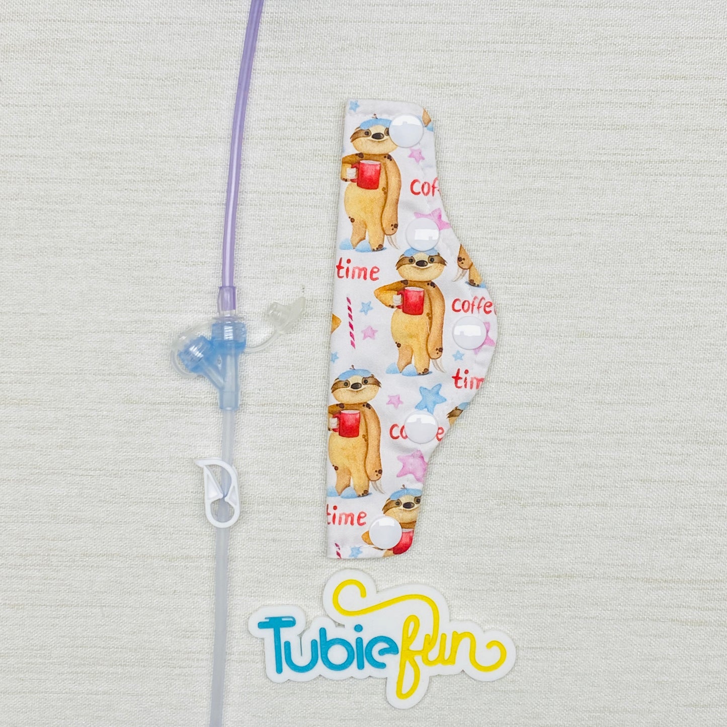 Feeding Tube Connection Cover - Coffee Sloth