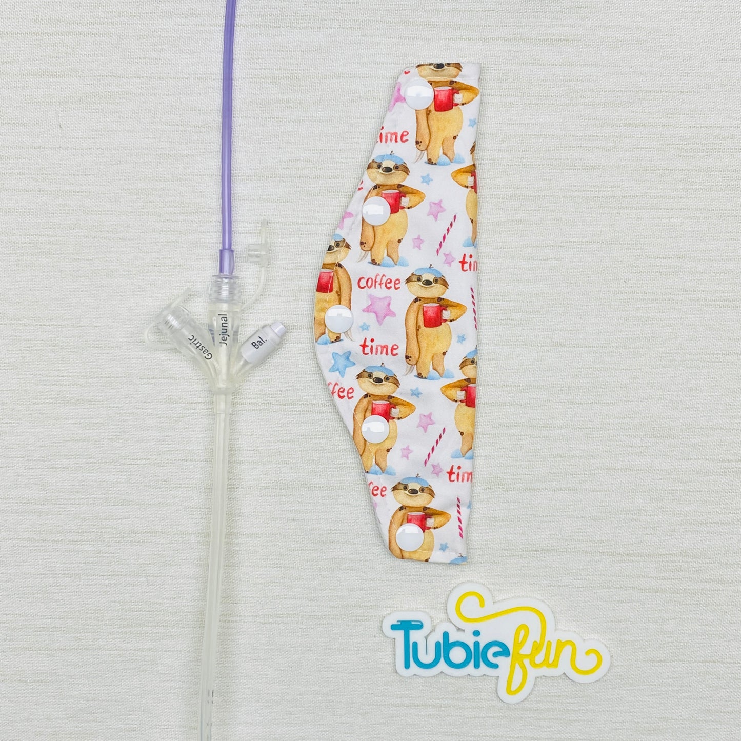 Large Feeding Tube Connection Cover - Coffee Sloth