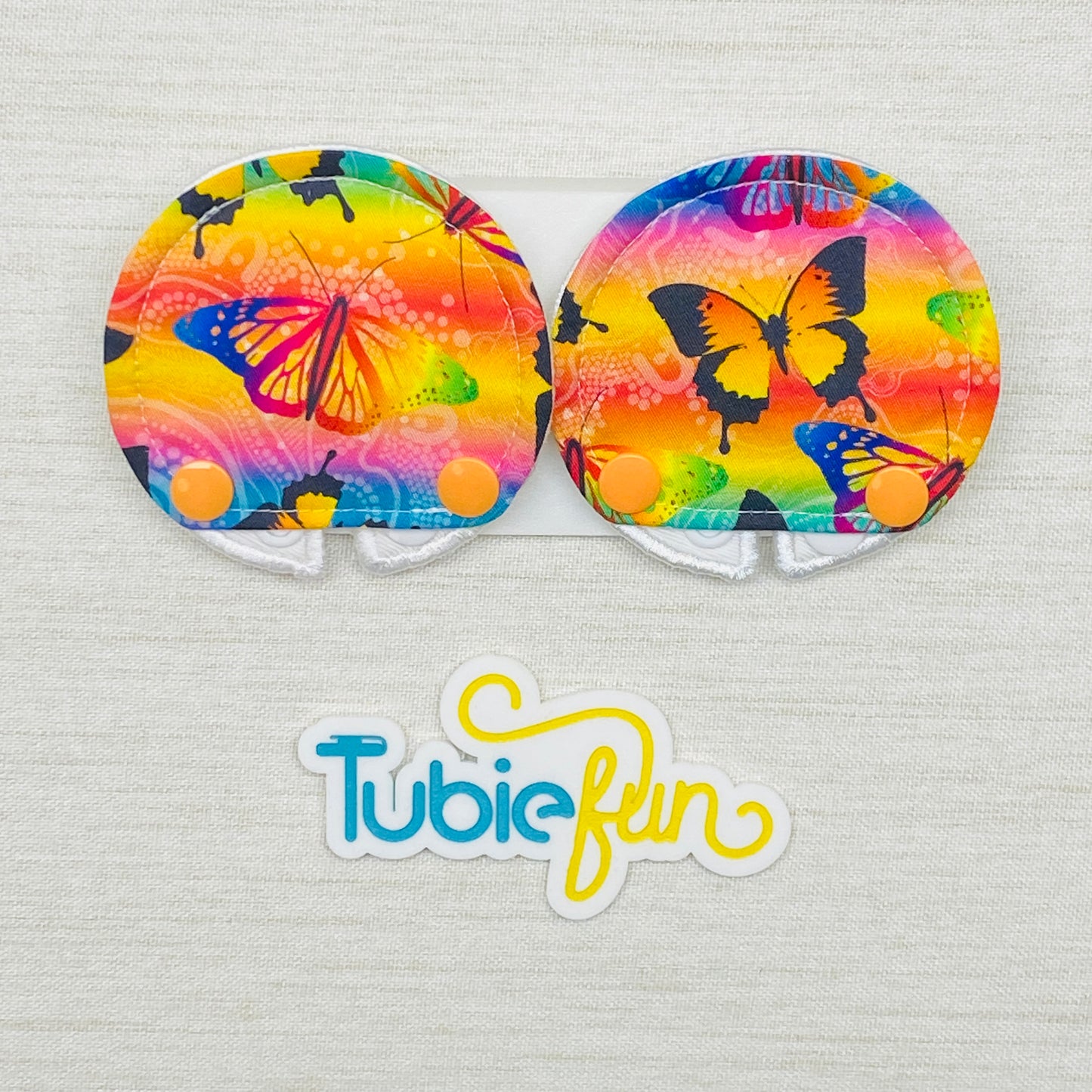 Covered Button Pad - Butterflies on Orange